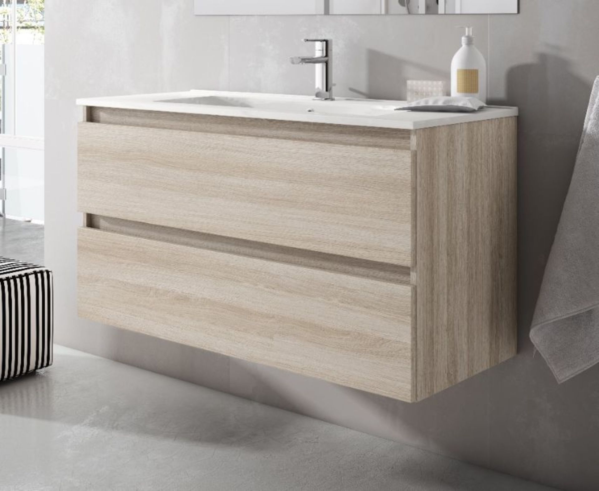 17 Stories,Gutirrez Single Vanity Unit(OAK NO SINK) (KBLP1079) RRP -£609.99 (25409/14 -KBLP1097)