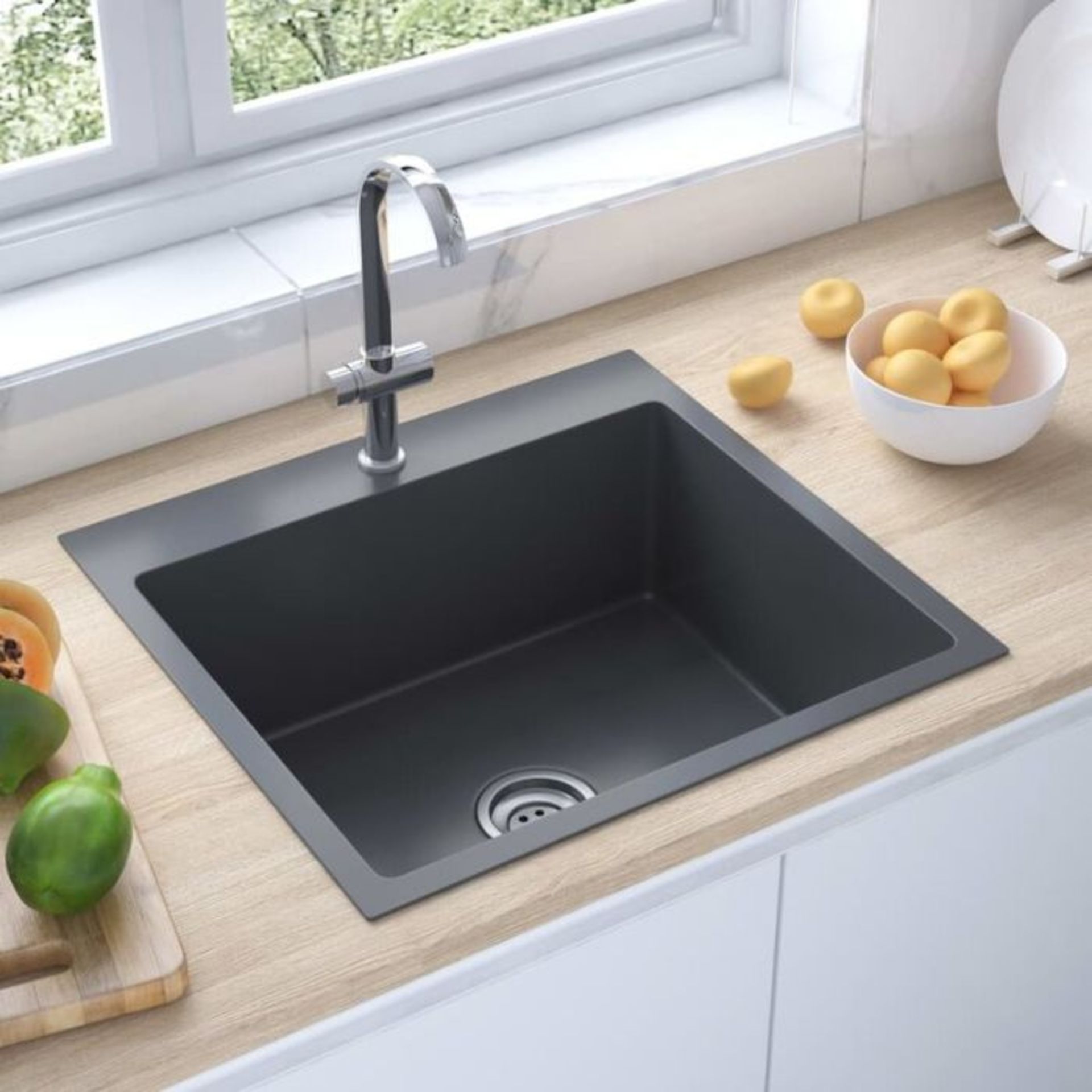 Belfry Kitchen,Belfry Kitchen Handmade Kitchen Sink With Faucet Hole Black Stainless Steel RRP -£