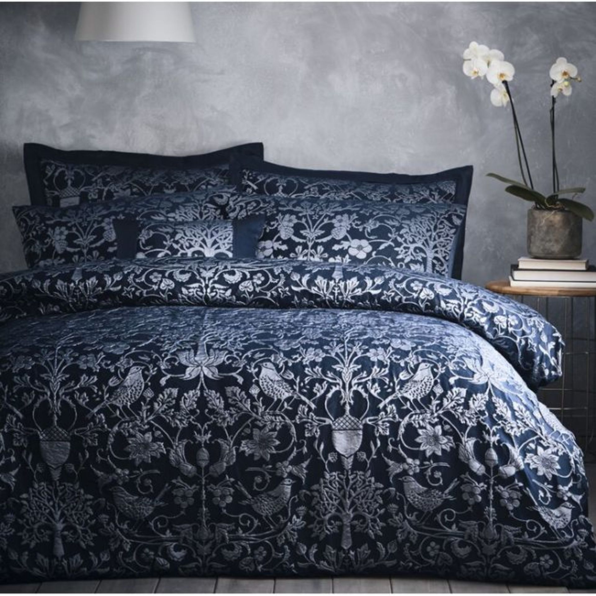 Three Posts, Amandes Duvet Cover Set (NAVY) (KINGSIZE) - RRP £55.99(DJMS1152 - 25847/36)