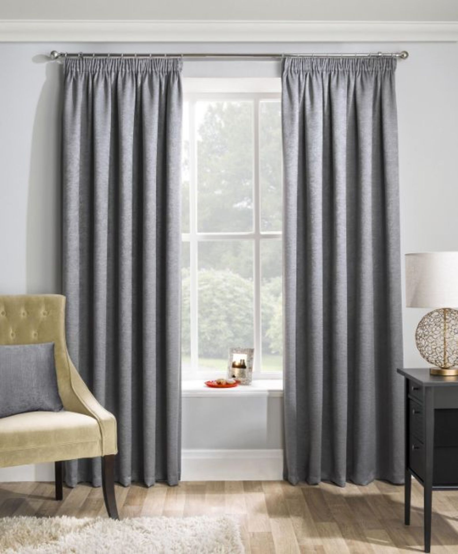 Three Posts, Armington Pencil Pleat Room Darkening Thermal Curtains (GREY) (229cm W x 183cm W) - RRP