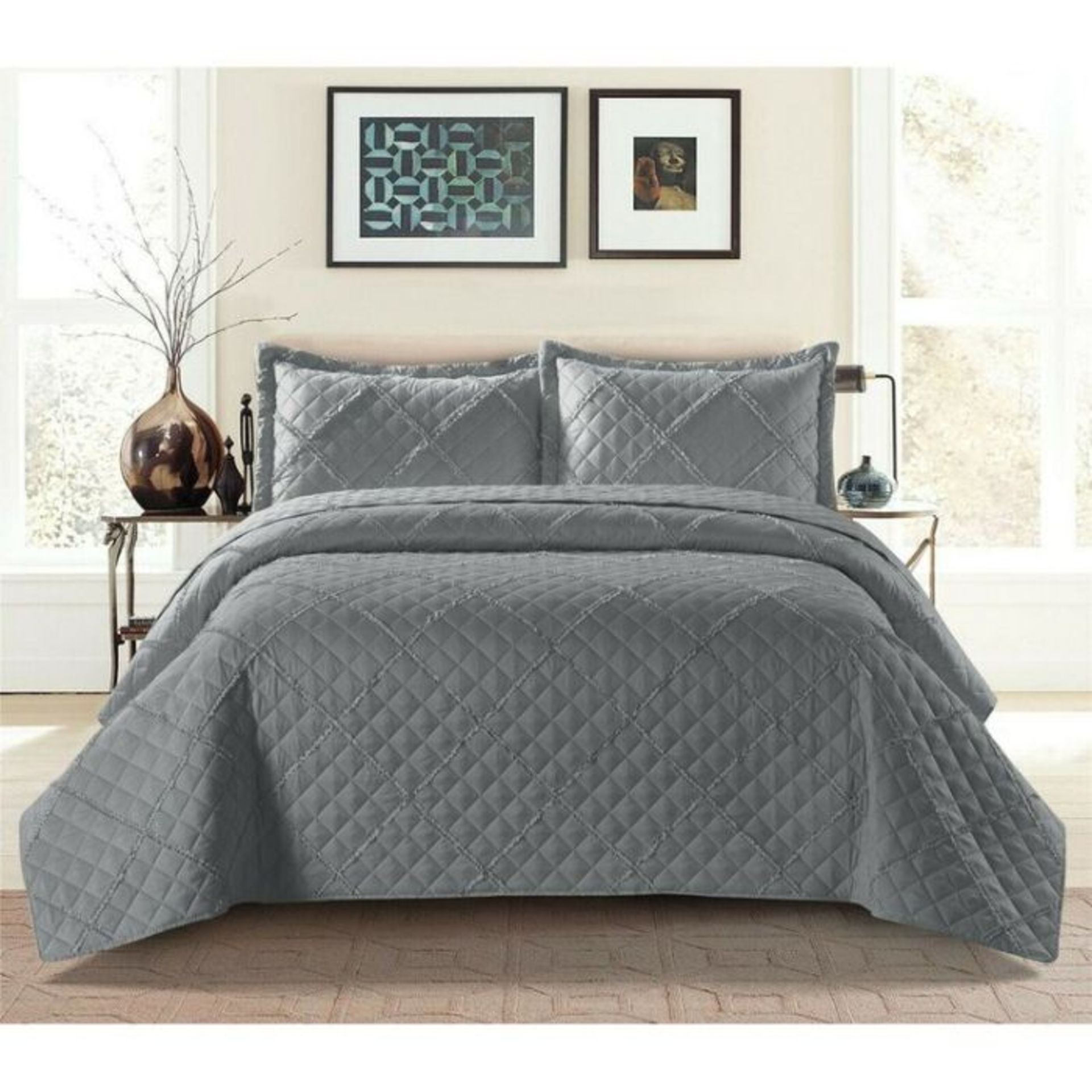 Brayden Studio, Gatcombe Bedspread (GREY) (SINGLE - 185cm W x 240cm L) - RRP £45.99(YTYJ1532 -