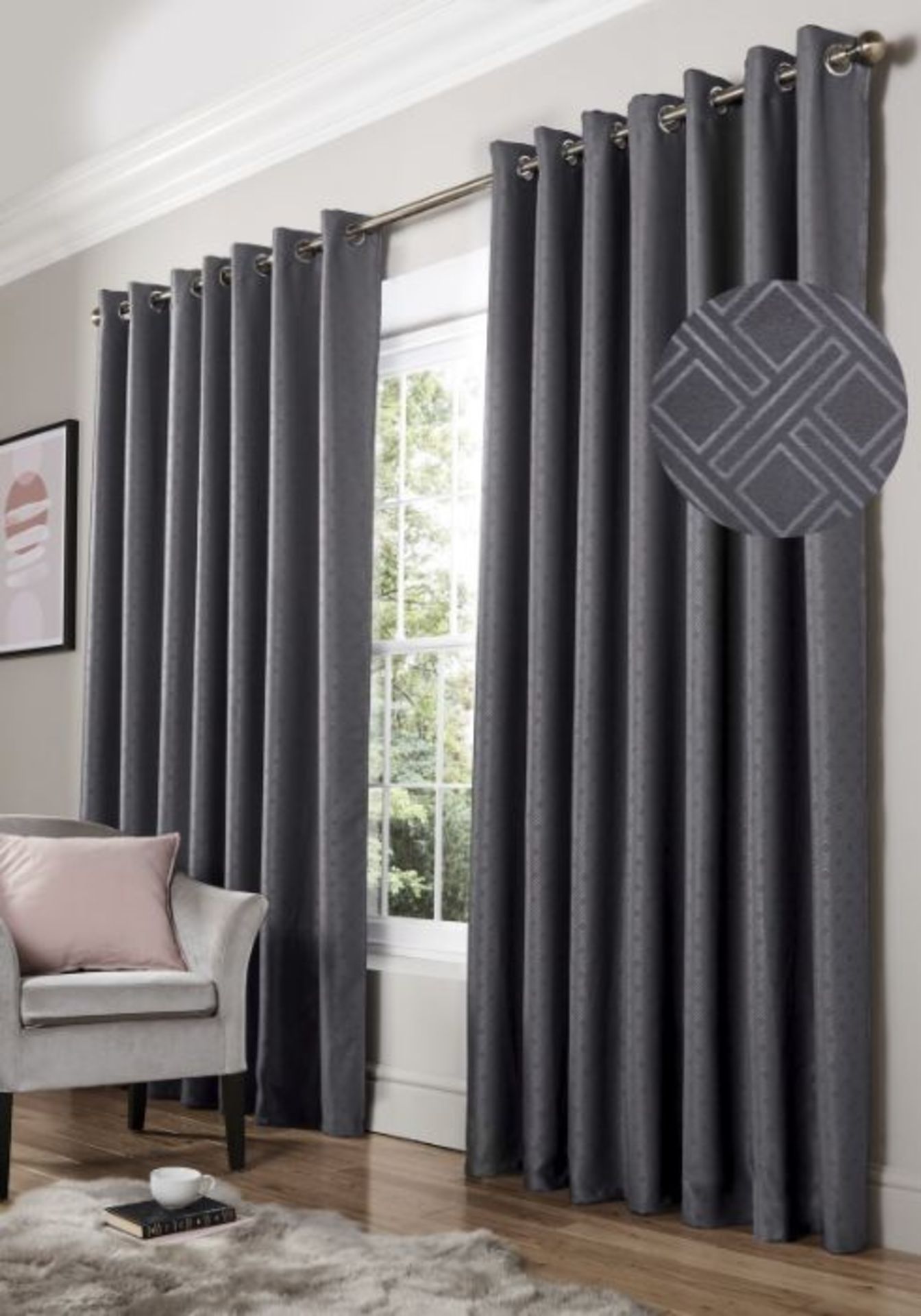 17 Stories, Annaros Bertram Eyelet Room Darkening Thermal Curtains (CHARCOAL) (229cm W x 229cm