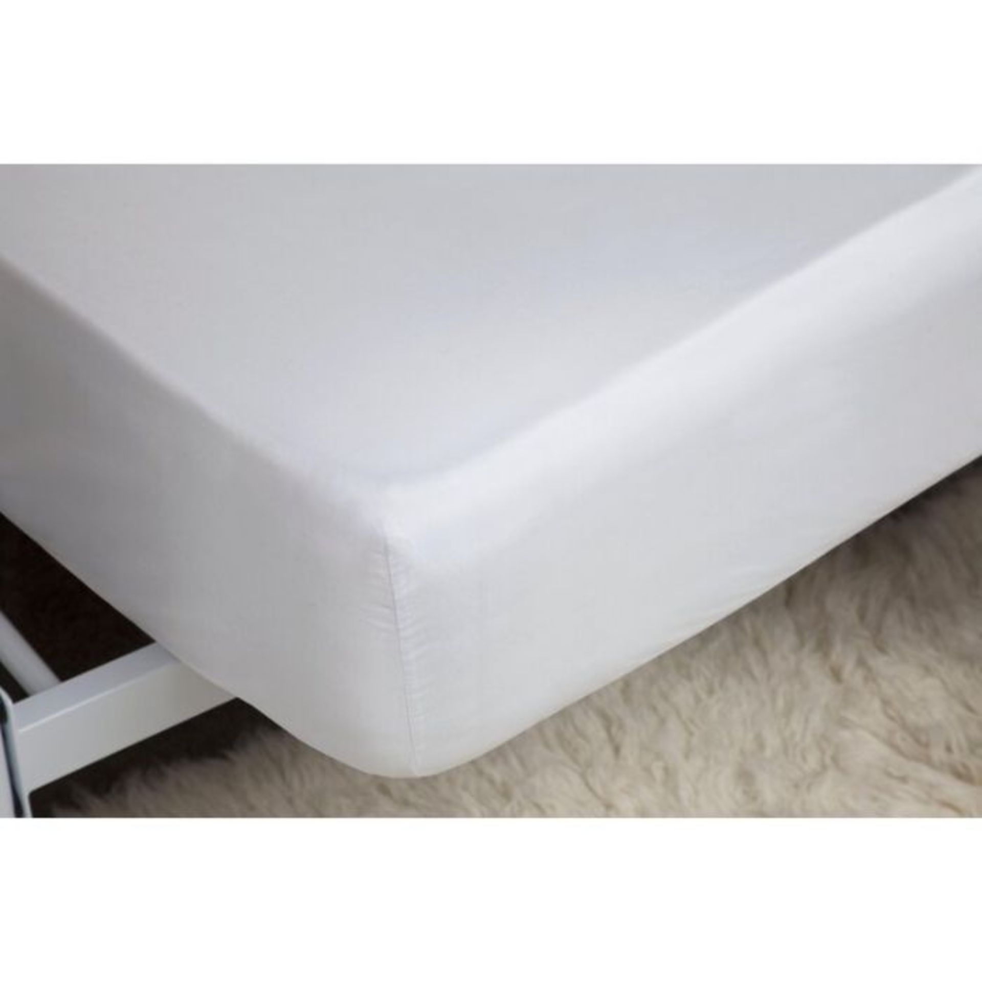 Belledorm, 200 Thread Count Cotton Blend Percale Fitted Sheet (WHITE) (DOUBLE) - RRP £29.98(