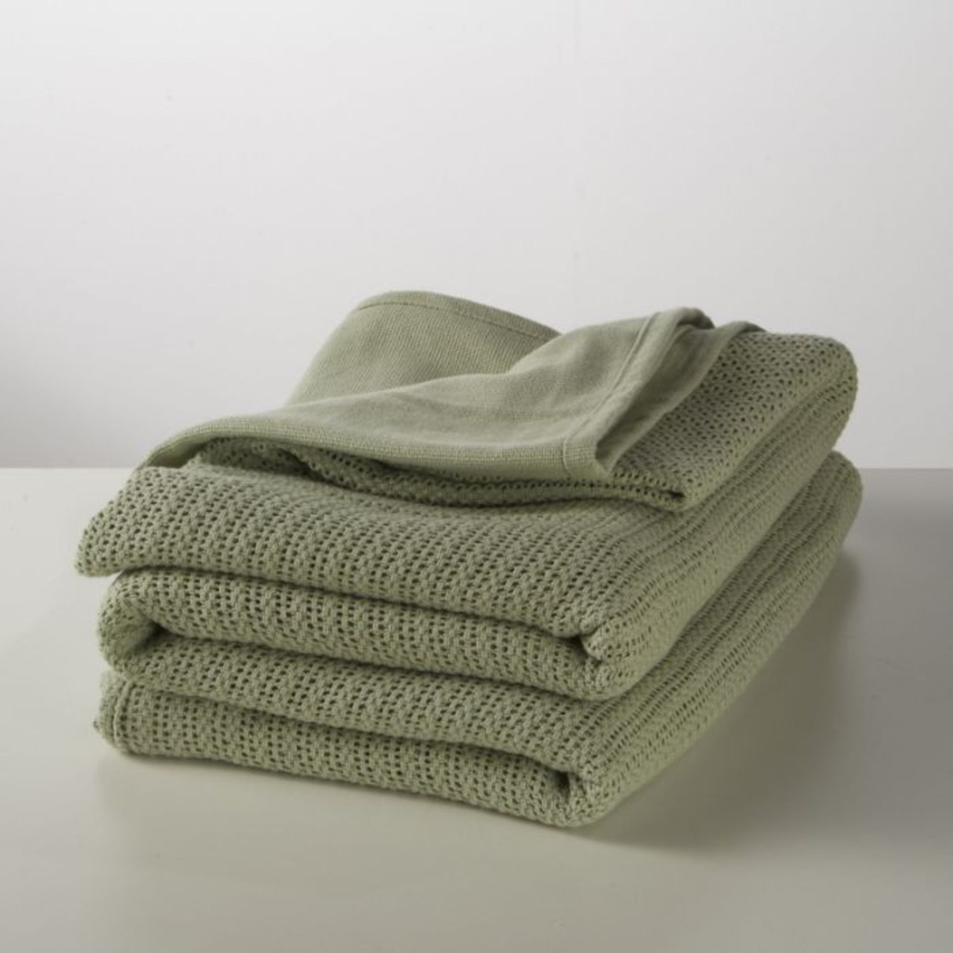 Symple Stuff, Cellular Blanket (SAGE) (230cm W x 230cm L) - RRP £36.99(LBBI1000 - 25847/68)