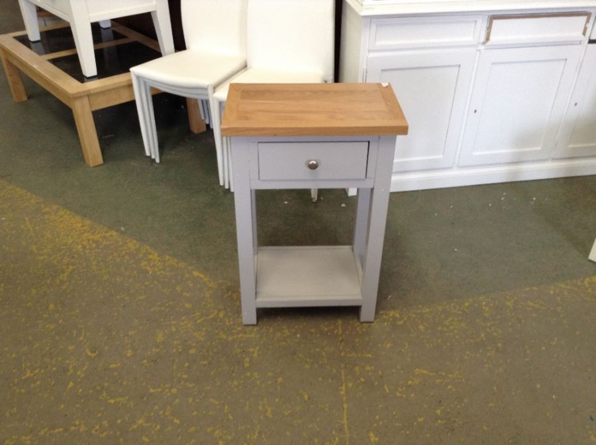 CHESTER PAINTED & OAK LARGE LAMP TABLE