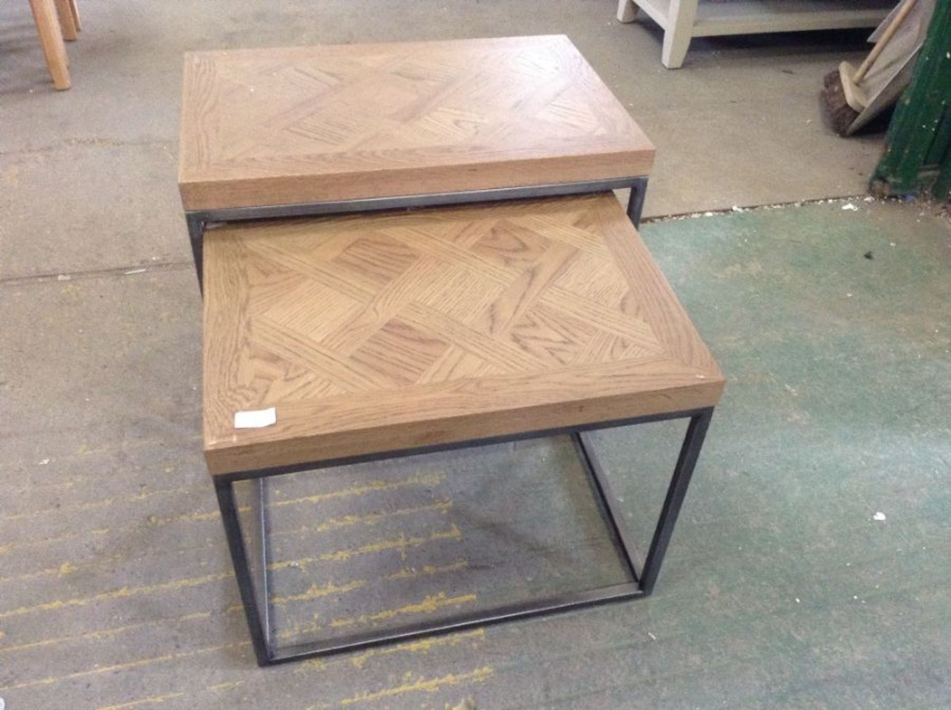 Industrial Oak Nest of Tables(V/79 -IB-N2T)(MARKED)