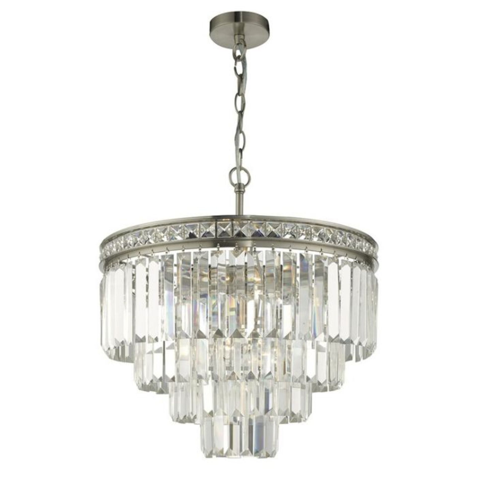 Astoria Grand, Macmillan 4-Light Crystal Chandelier (SATIN NICKEL & CLEAR CRYSTAL) - RRP £348 (