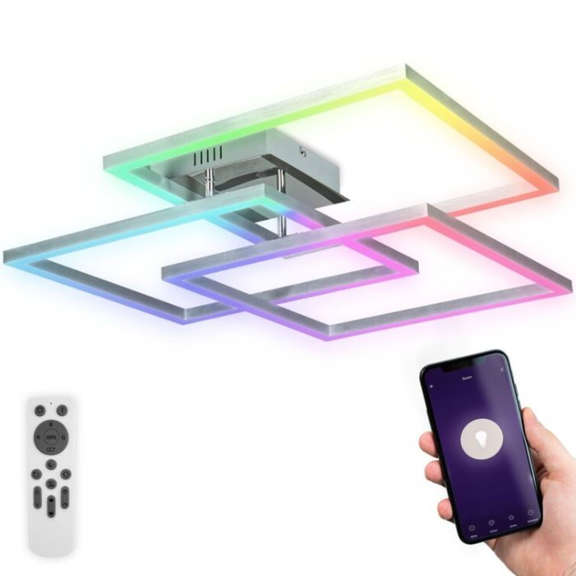 Ivy Bronx, B.K.Light Wifi Ceiling Lamp LED RGB Dimmable CCT Smart Home Light Remote App 48W - RRP £ - Image 3 of 3