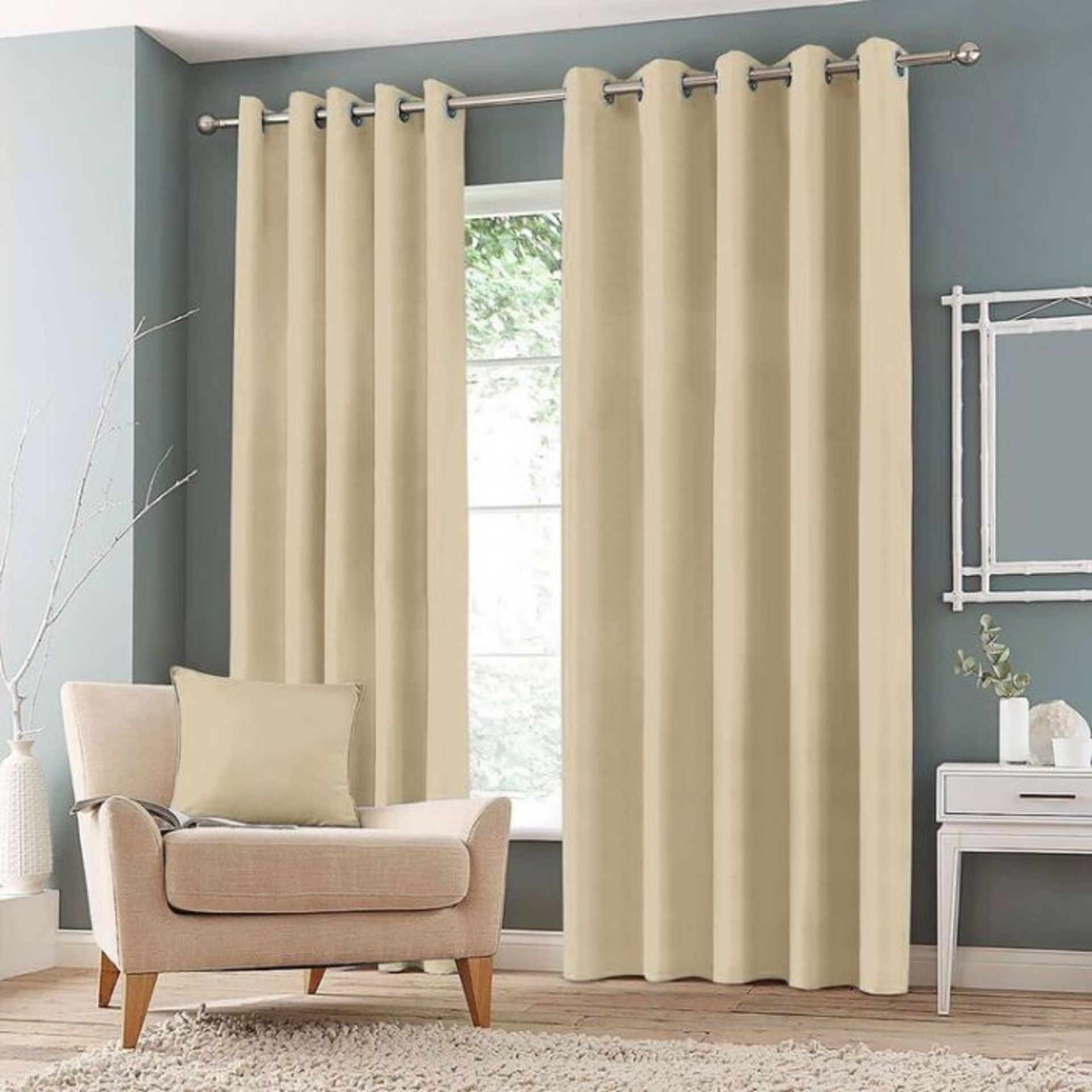 Brambly Cottage, Ouida Eyelet Room Darkening Curtain (CREAM) (117cm W x 137cm D) - RRP £29.9 (