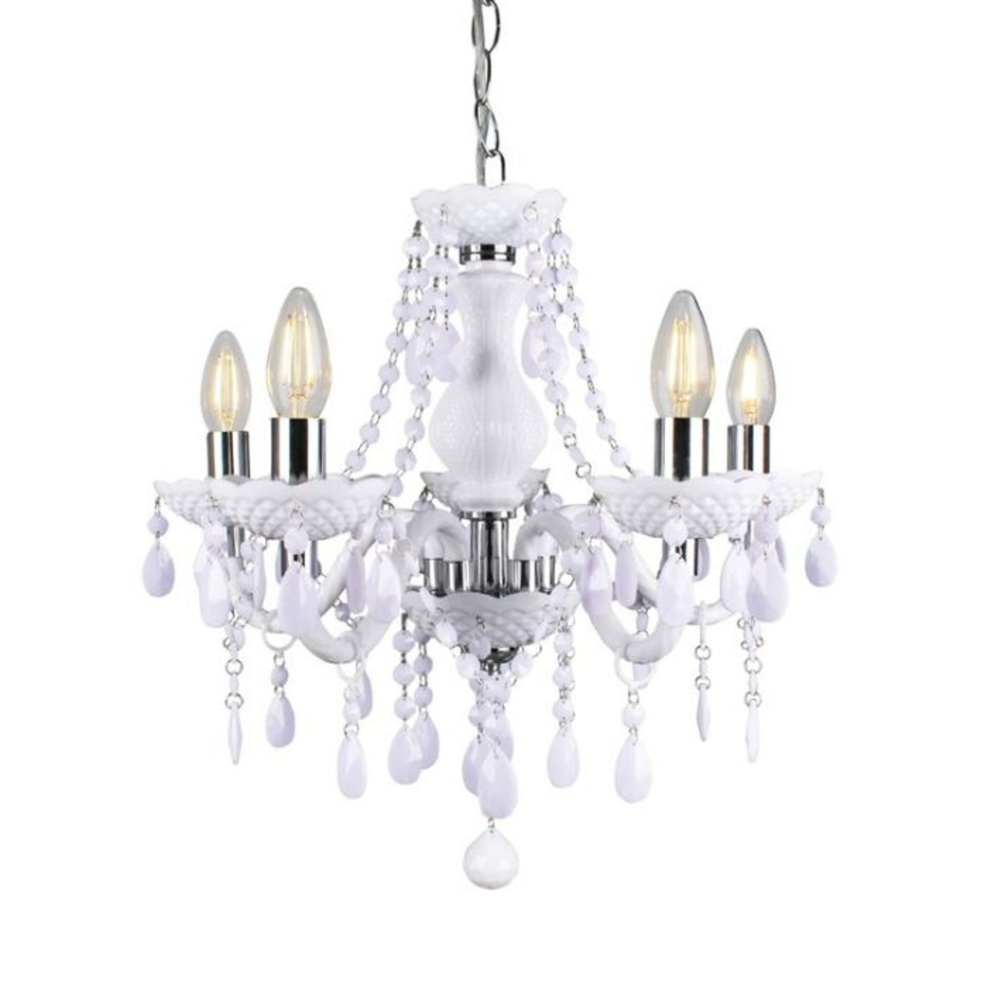 Rosdorf Park, Xan 5-Light Candle-Style Chandelier (WHITE & CHROME FINISH) - RRP £78.99 (FTCL1020 -