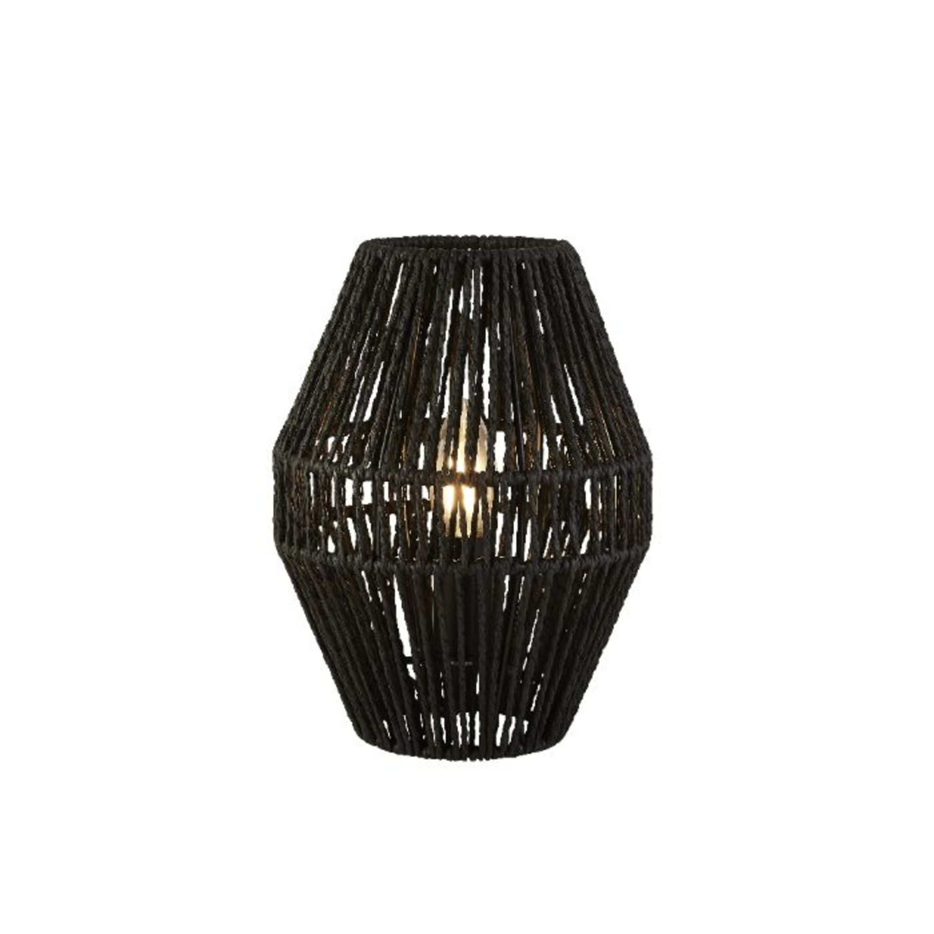 BRAND NEW BLACK RATTAN TABLE LAMP, 28.5CM HIGH, 7w - Black rattan table lamp. 28.5cm high, 21cm
