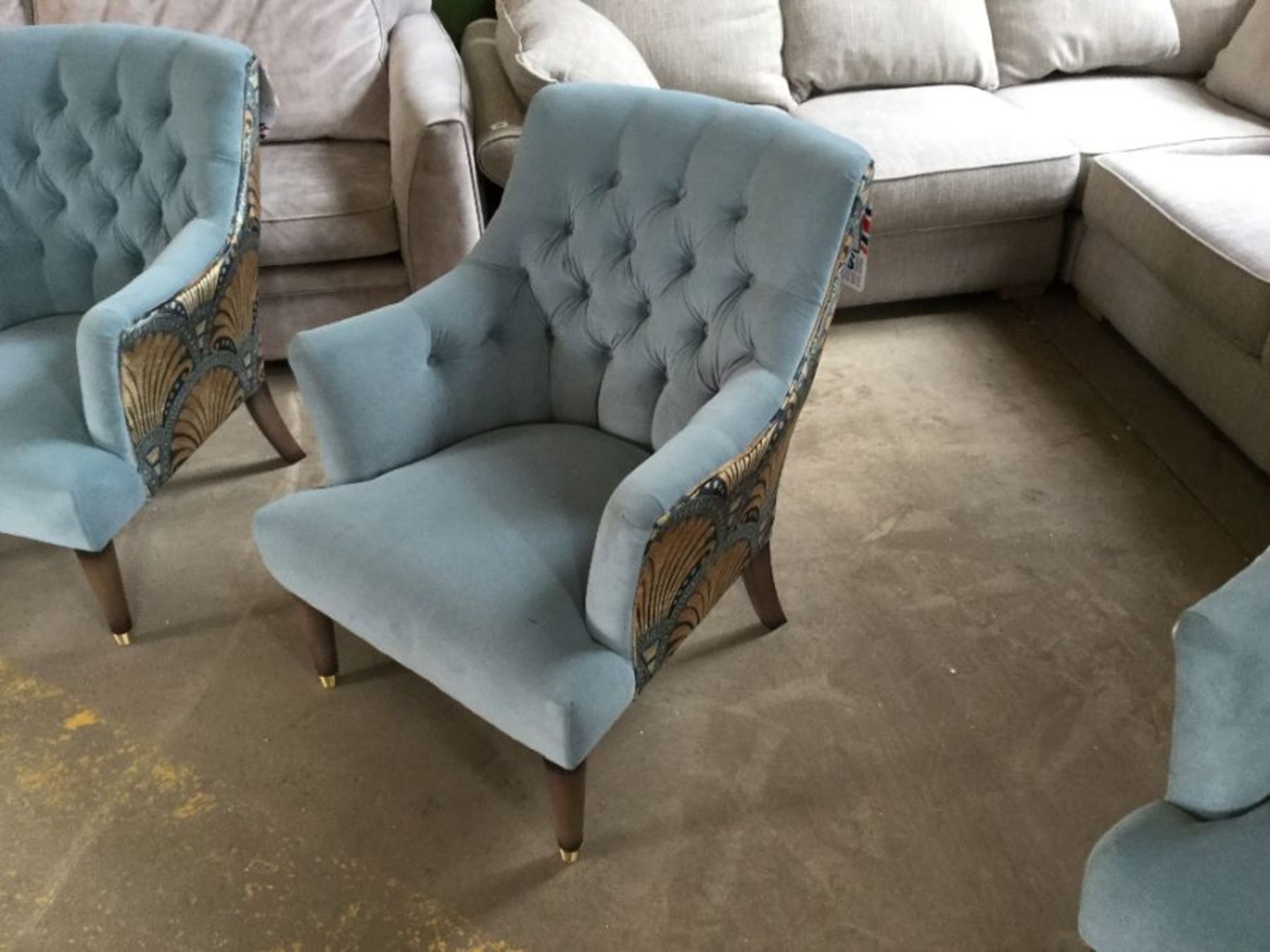 TEAL AND GOLD PATTERNED ACCENT CHAIR (P9-WO1170507