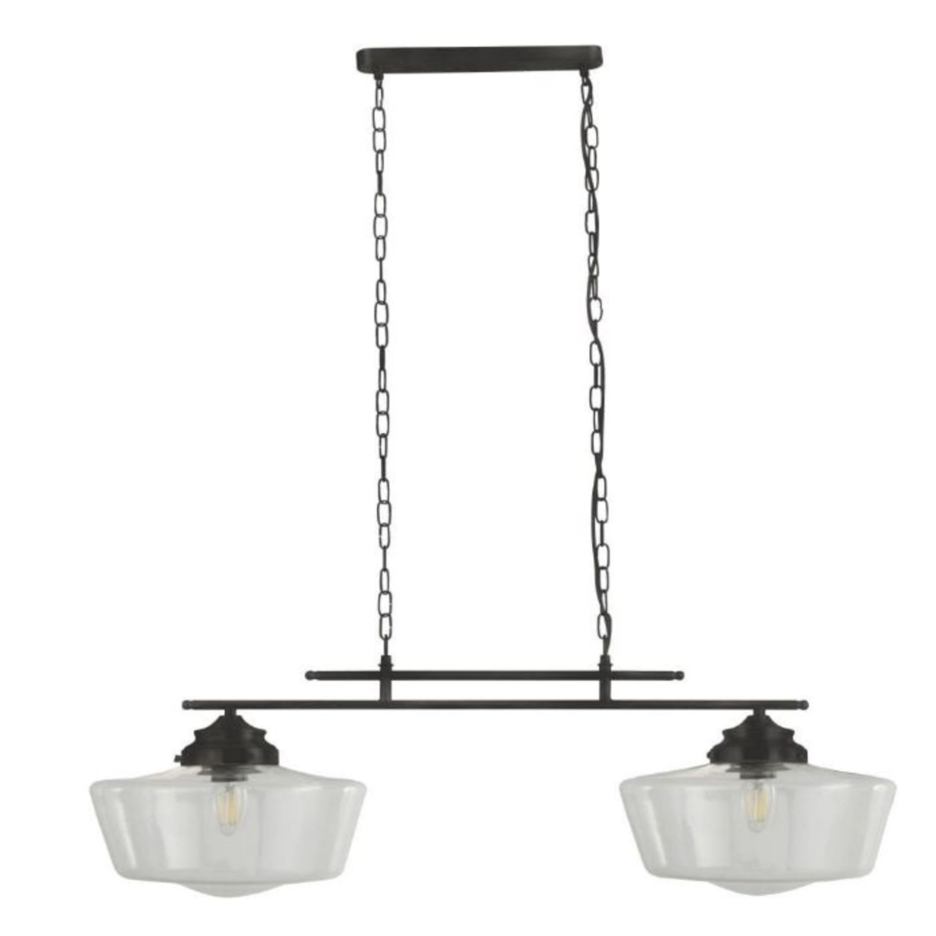 SCHOOL HOUSE BLACK 2LT PENDANT (BLACK / GLASS) (40W) (8078-2BK - SRL1/37)