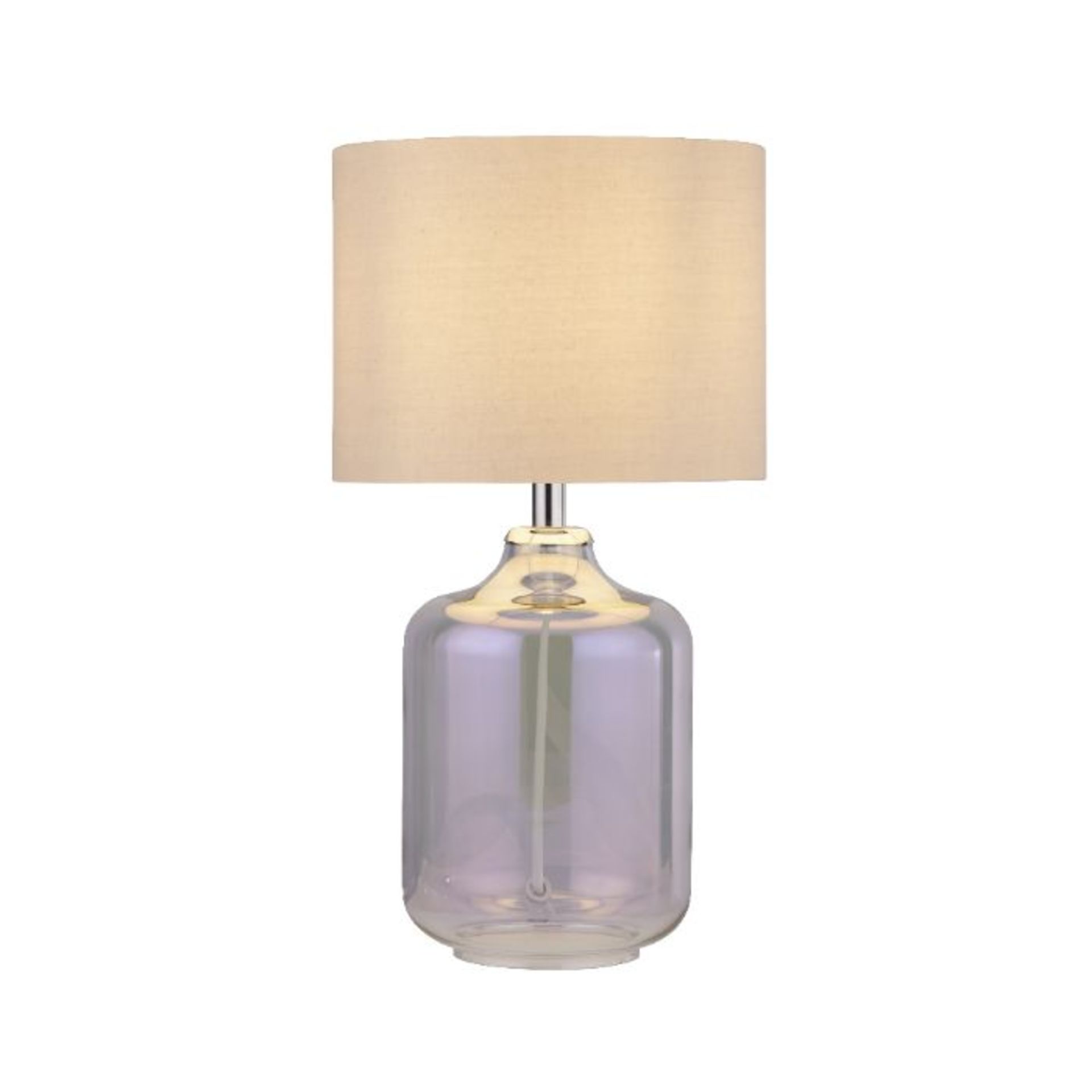 OPHELIA GLASS TABLE LAMP. CHROME, IRRIDESCENT AND BEIGE. 37CM HIGH. - Table lamp with iridescent