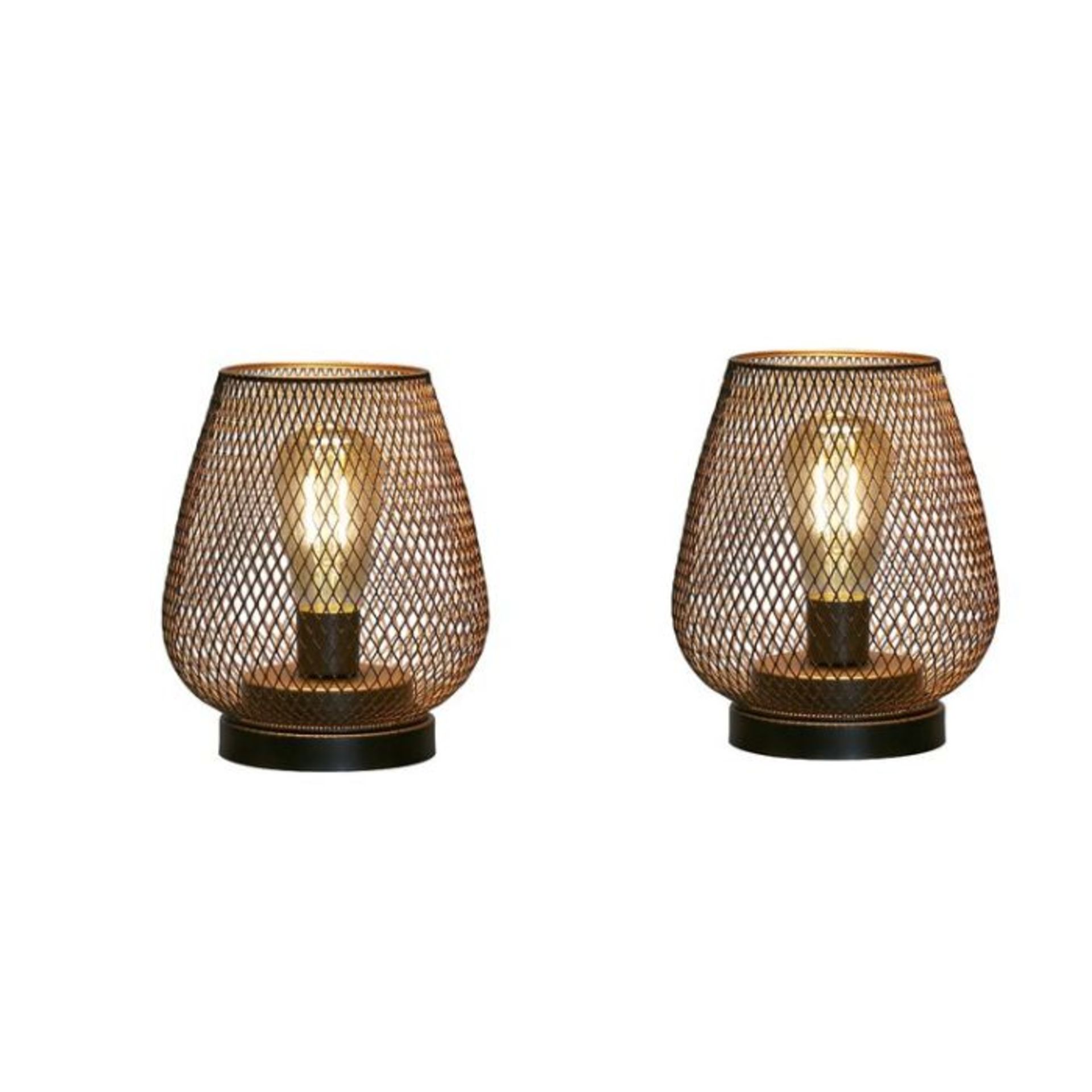 Borough Wharf, Set of 2 Borough Wharf Metal Cage Table Lamp (BRONZE EGG) - RRP £38.99 (AYDE1012 -