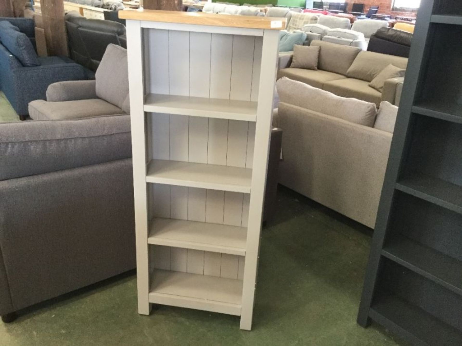 Salisbury Grey Painted Oak Small Narrow Bookcase (