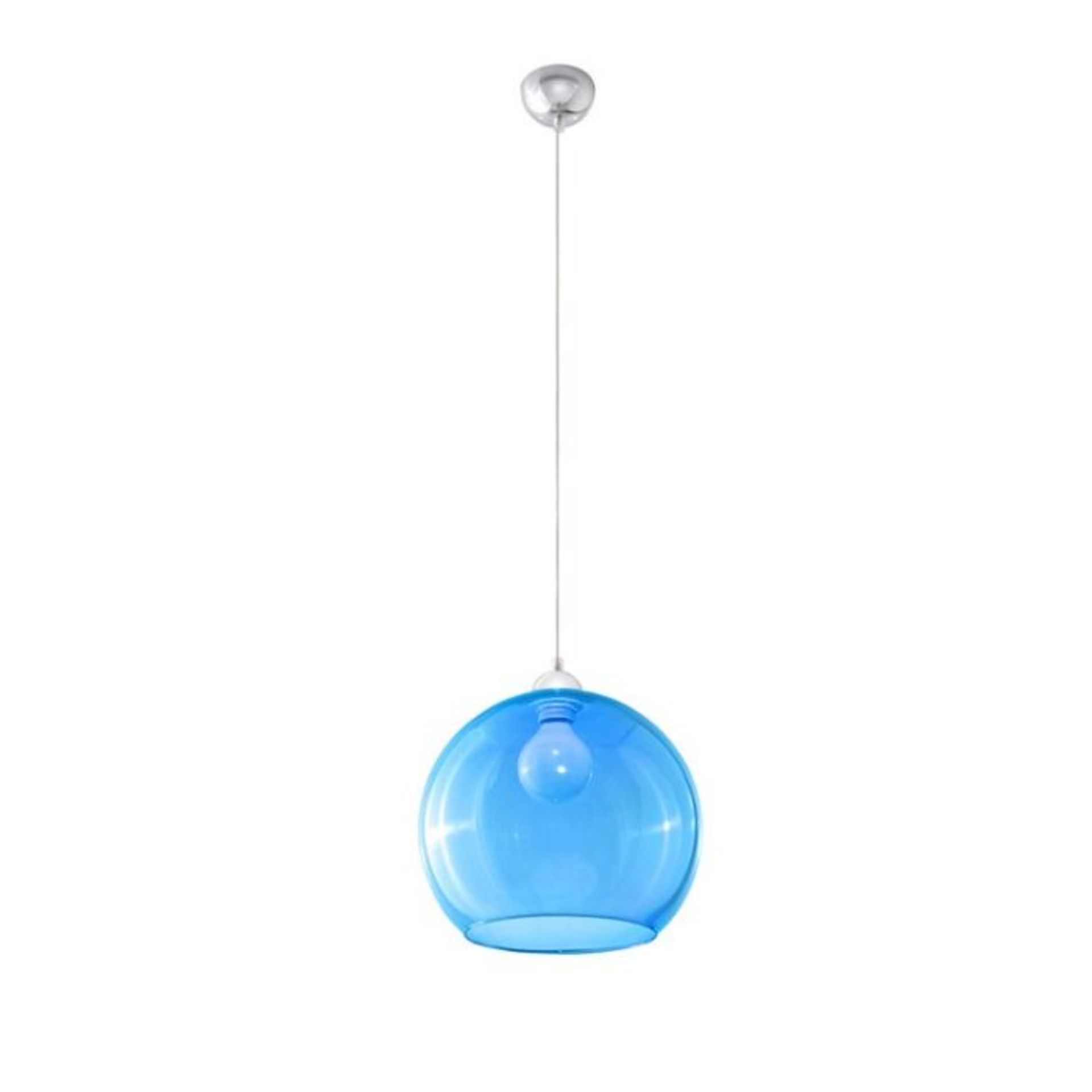 Hashtag Home, Hope 1 Light Pendant Lamp (BLUE GLASS & CHROME FINISH) - RRP £109.99 (CCOO3457 -