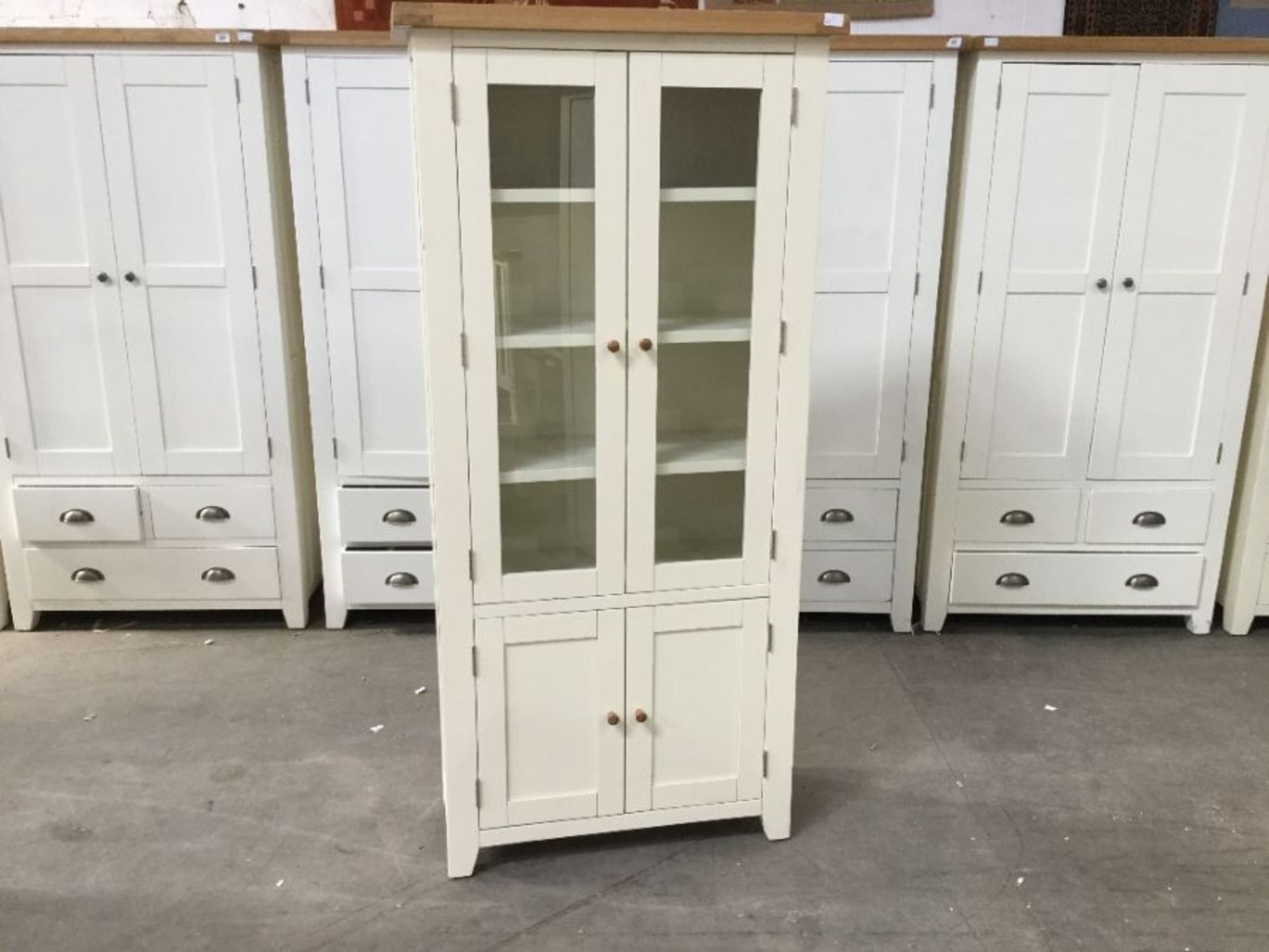 Hampshire Ivory Painted Oak Glass Display Cabinet(