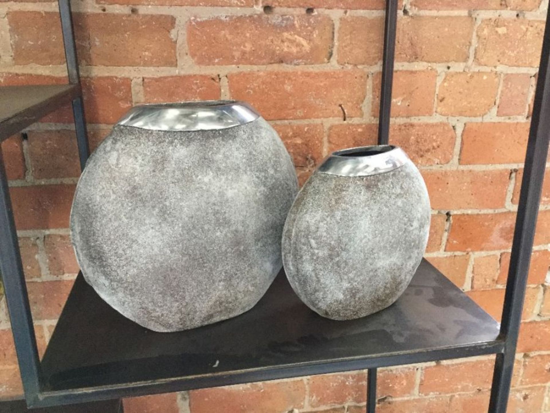 CONCRETE TEXUTURED LARGE AND SMALL VASES