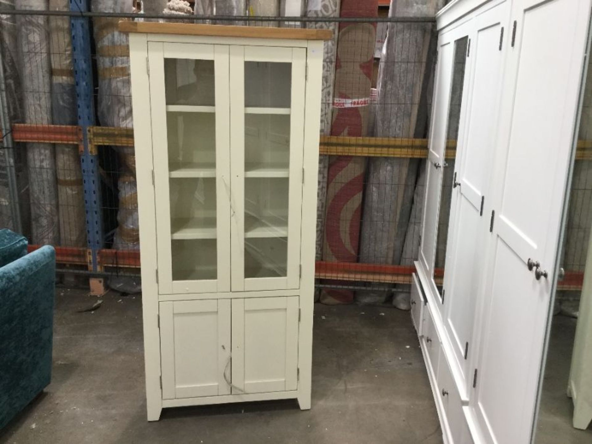Hampshire Ivory Painted Oak Glass Display Cabinet(