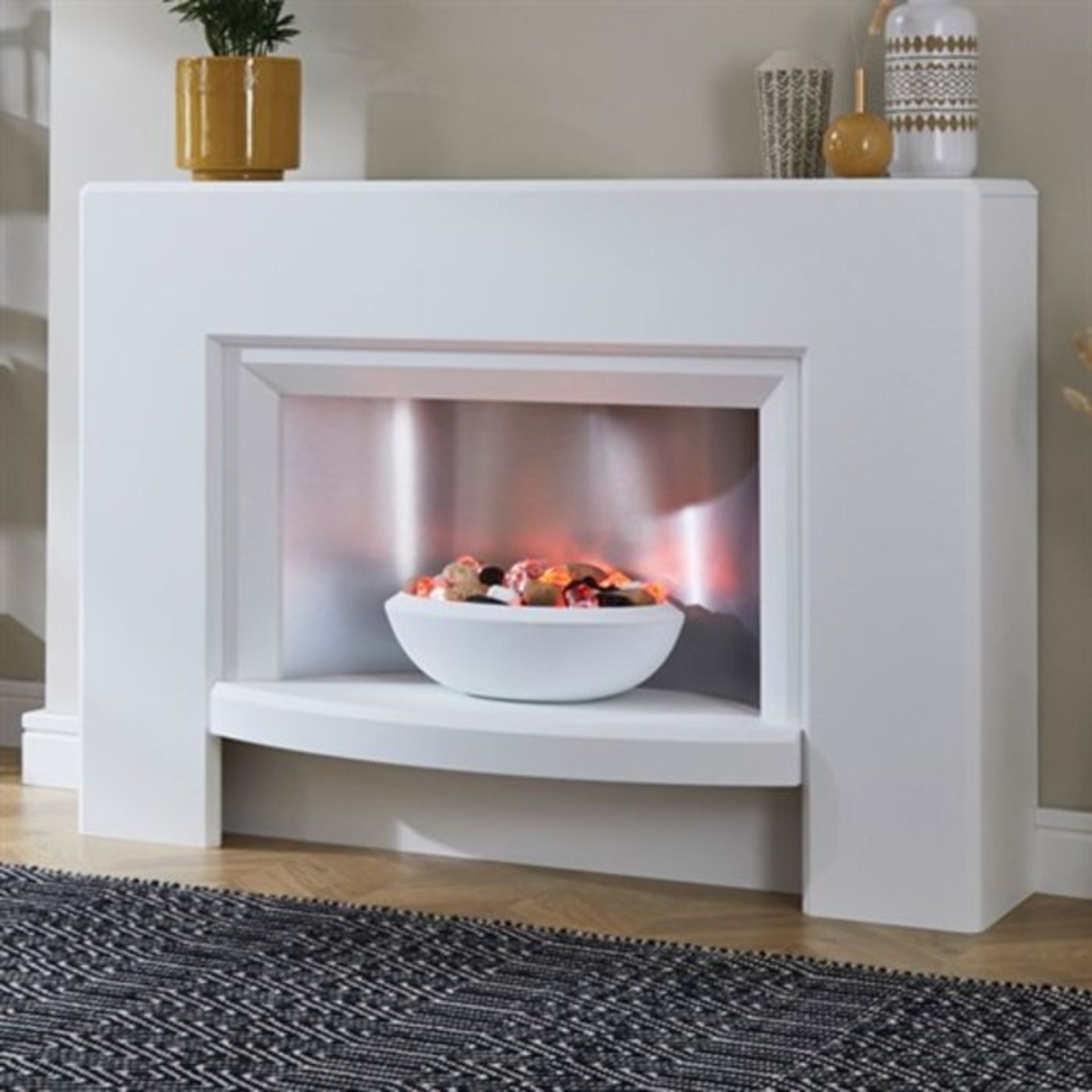 Suncrest,Stockeld Electric Fire Suite (BLACK DAMAGED )RRP -£444.45 (25490/5 -SCRU1029)