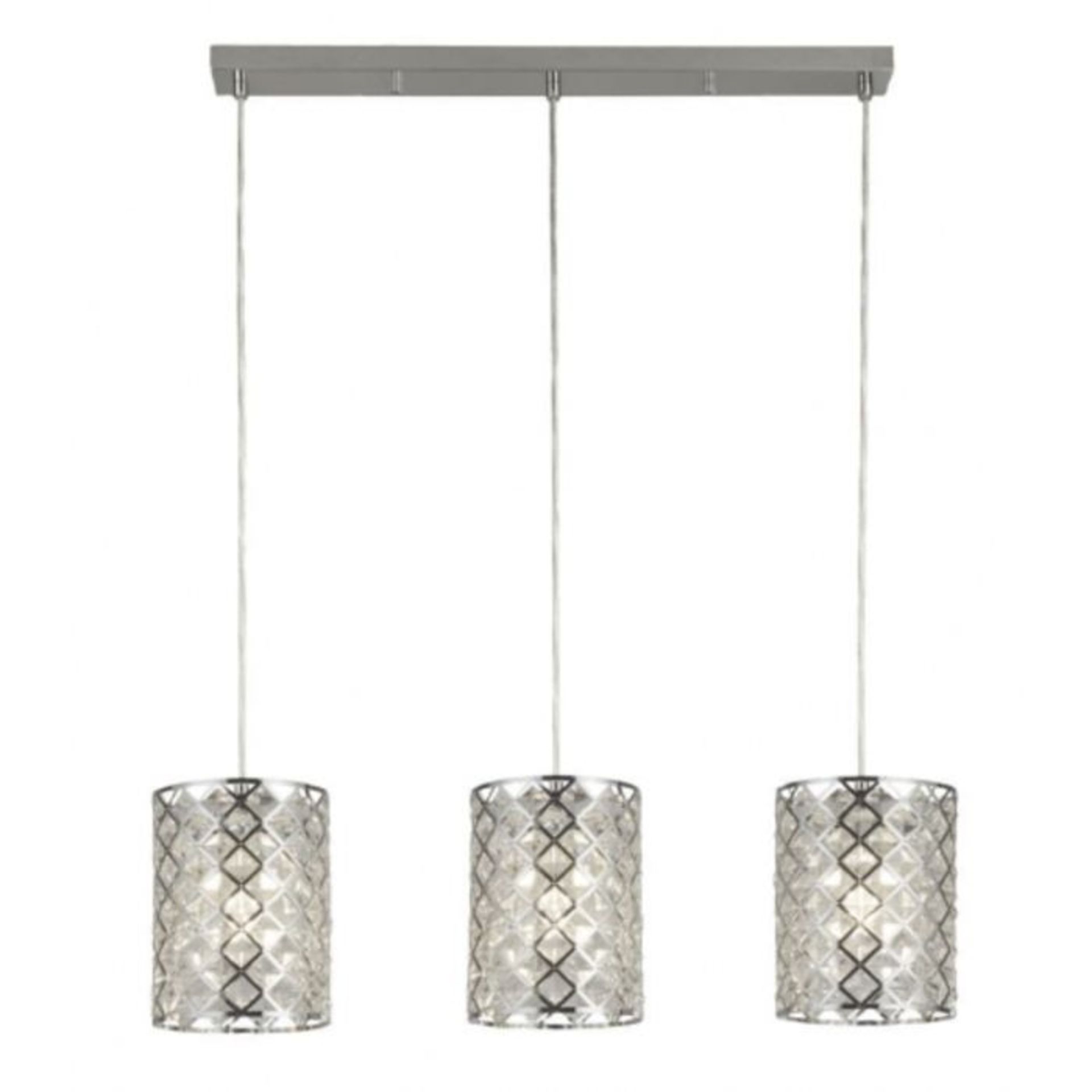 TENNESSEE 3LT BAR PENDANT CEILING LIGHT (CHROME / CRYSTAL GLASS) (60W) (4213-3CC - SRL1/15)