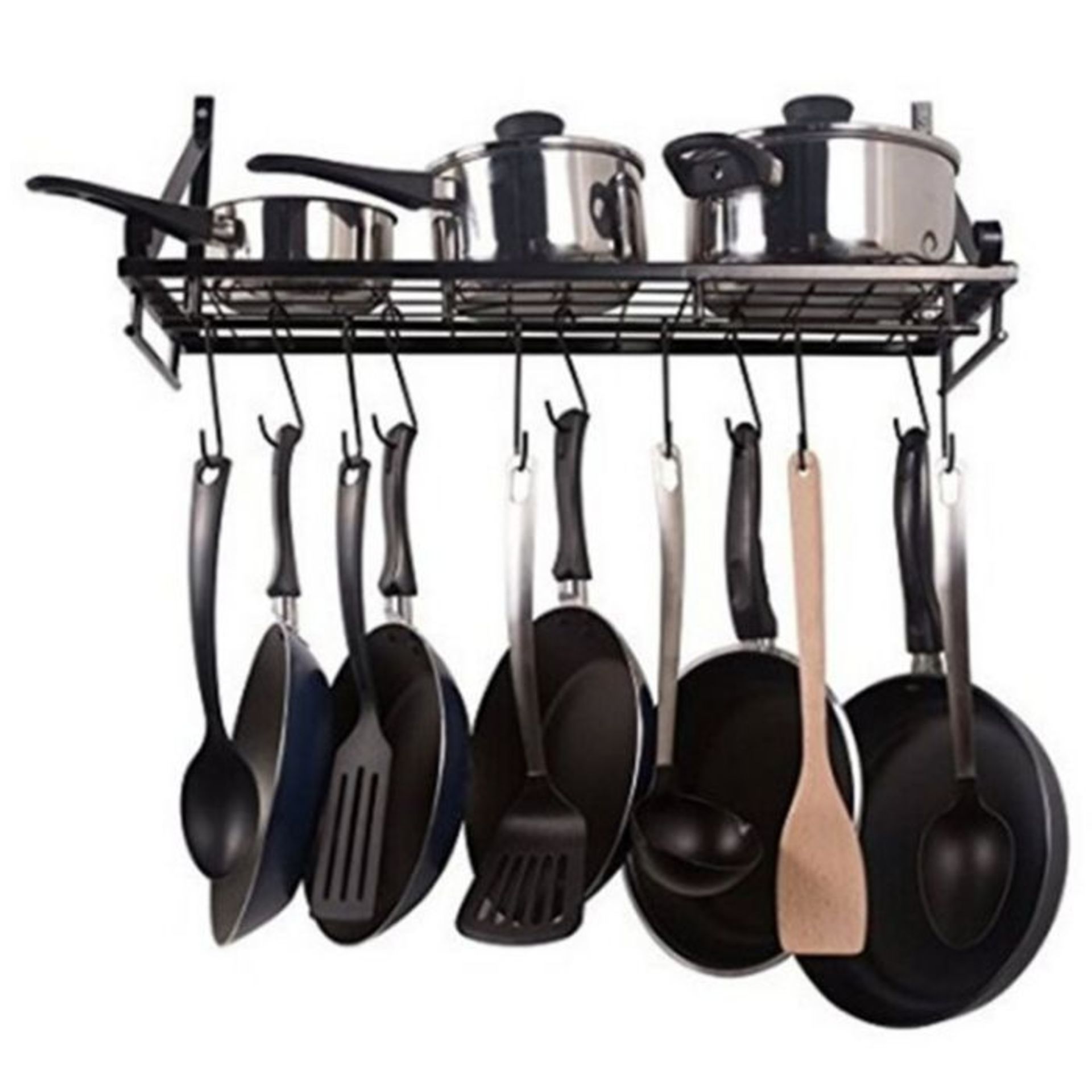 Symple Stuff, Hanging Pot Rack (BLACK) (25cm H x 24cm W x 90cm D) - RRP £52.99 (HGKS2224 - 26192/