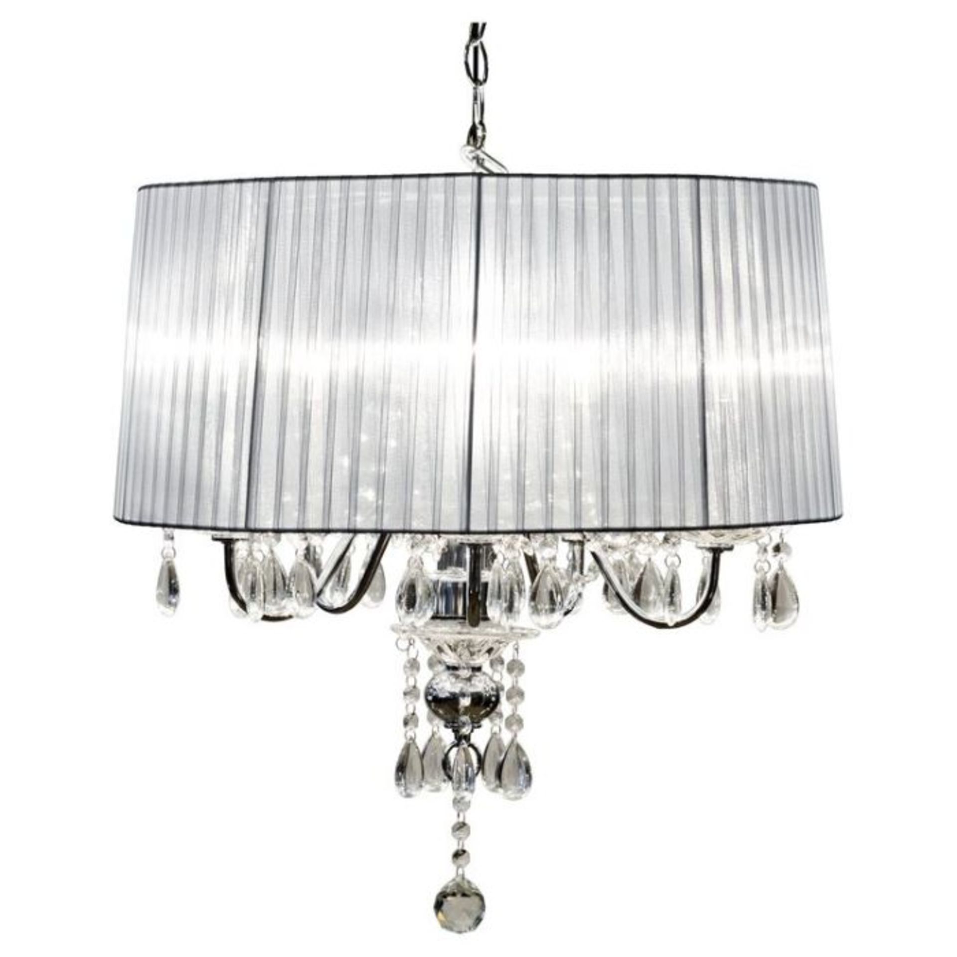 Fairmont Park, Warwick 5-Light Drum Chandelier (CHROME & SILVER SHADE) - RRP£179.99(HOHA1419 -