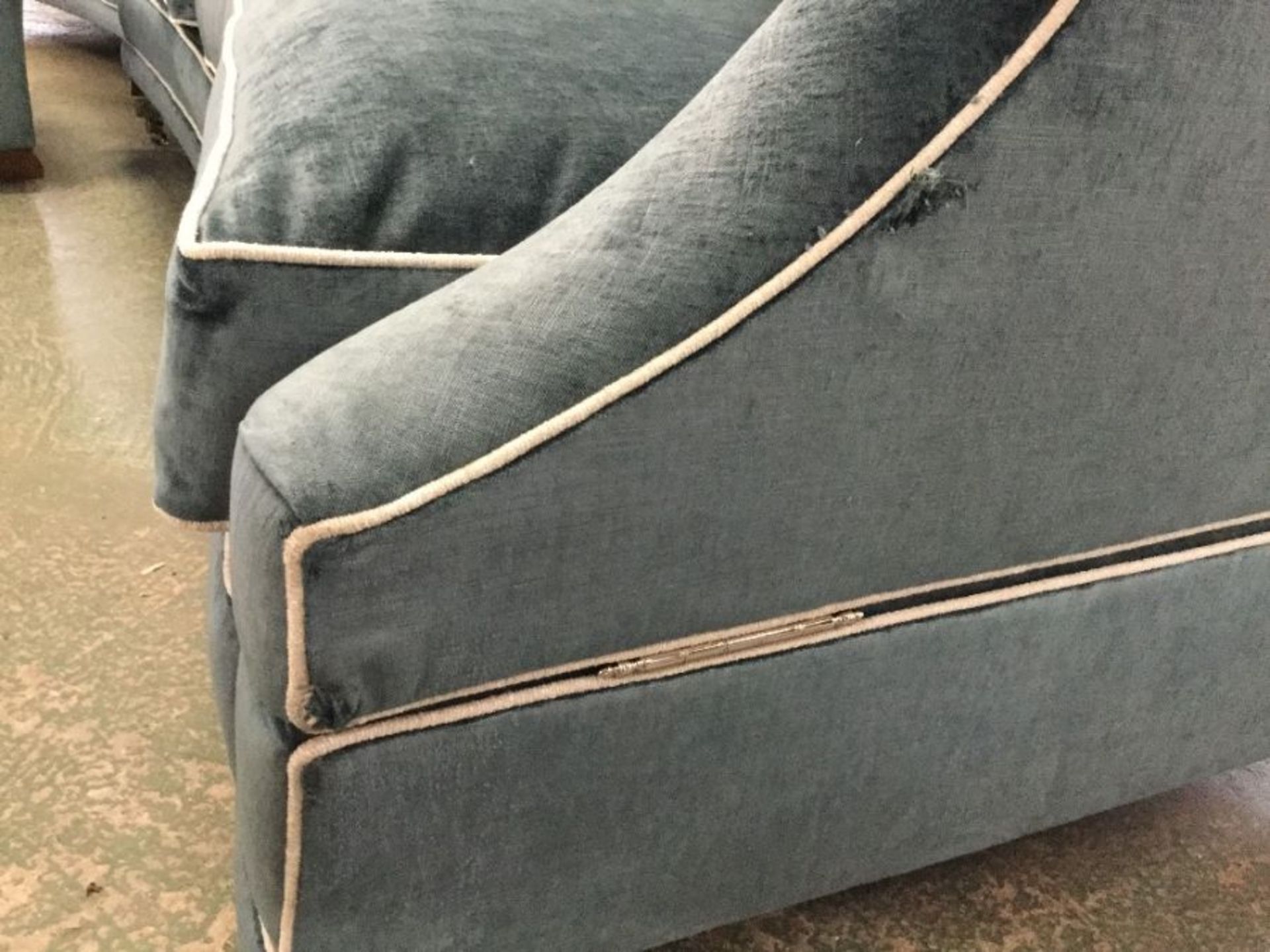 BLUE FABRIC KNOLL END 3 SEATER SOFA 2 SEATER SOFA - Image 2 of 3