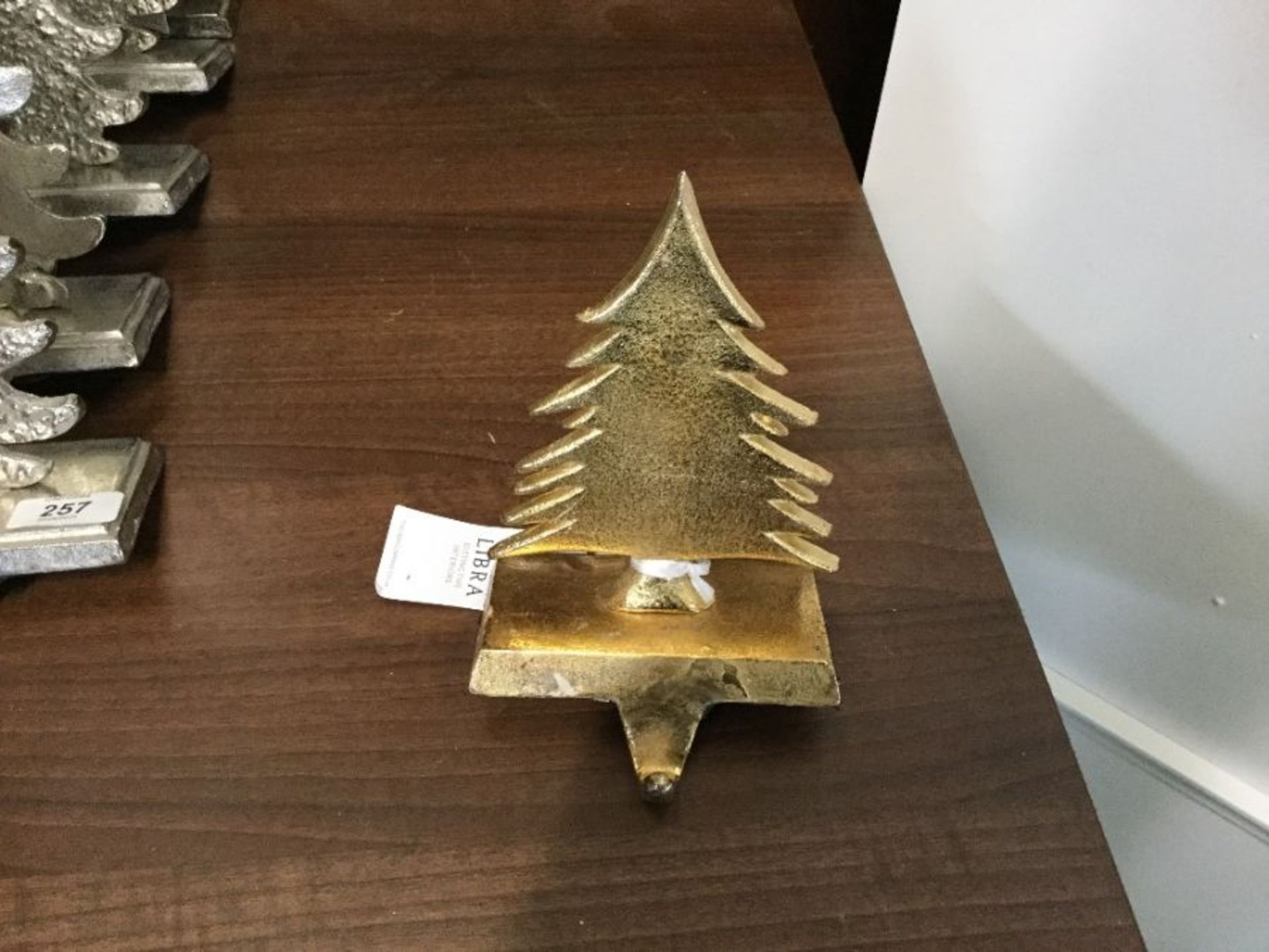 GOLD CHRISTMAS TREE STOCKING HOLDER