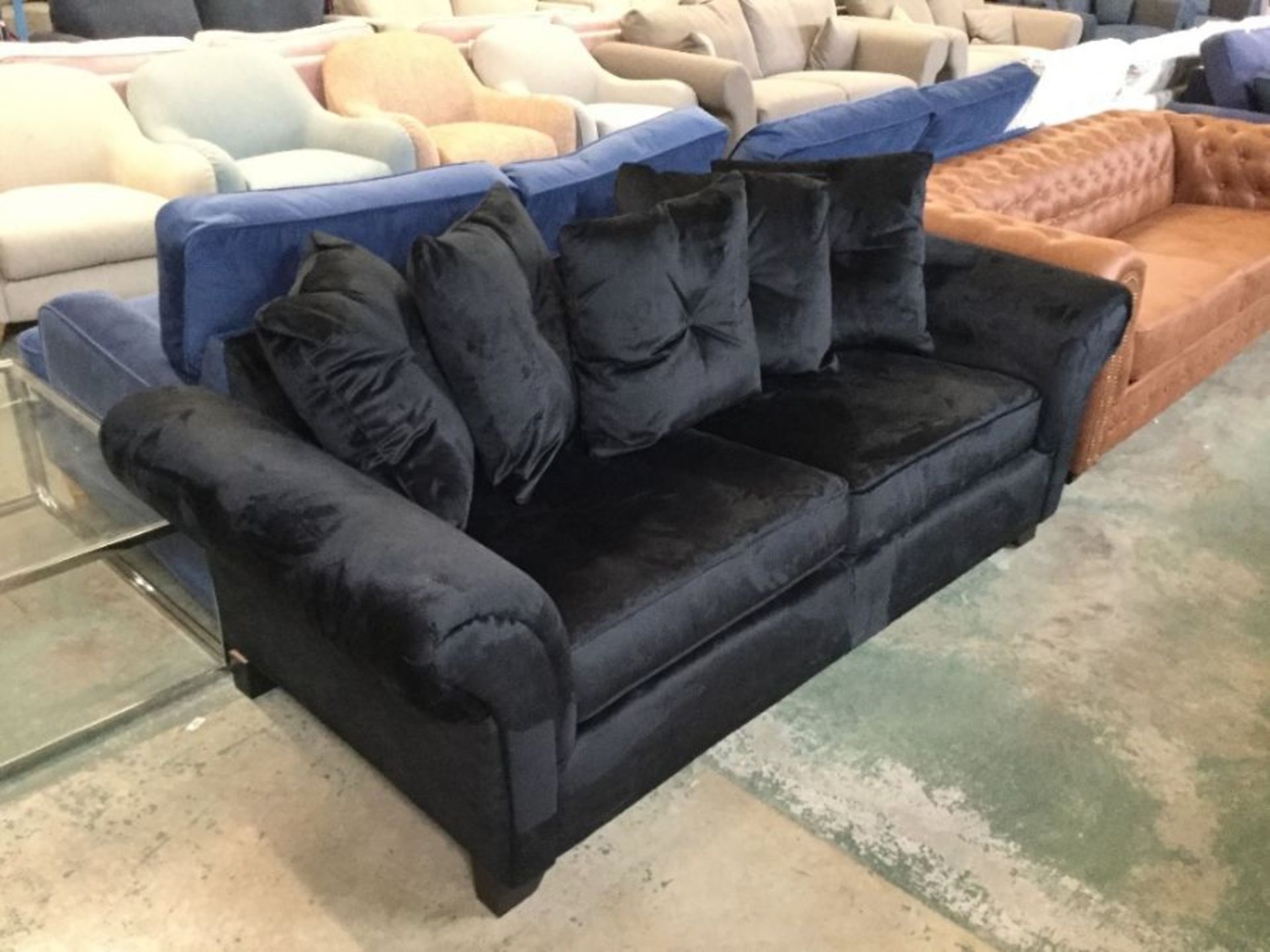 BLACK VELVET 2 SEATER SOFA