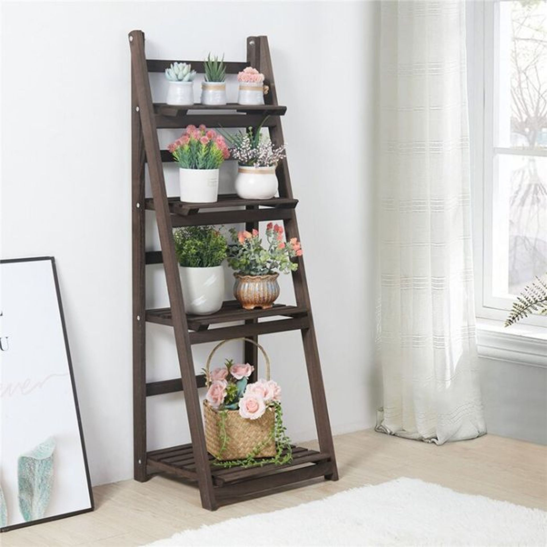 Rebrilliant, Rotella 110Cm H x 41Cm W Solid Wood Ladder Bookcase (COFFEE) (110cm H x 41cm W x 32.5cm