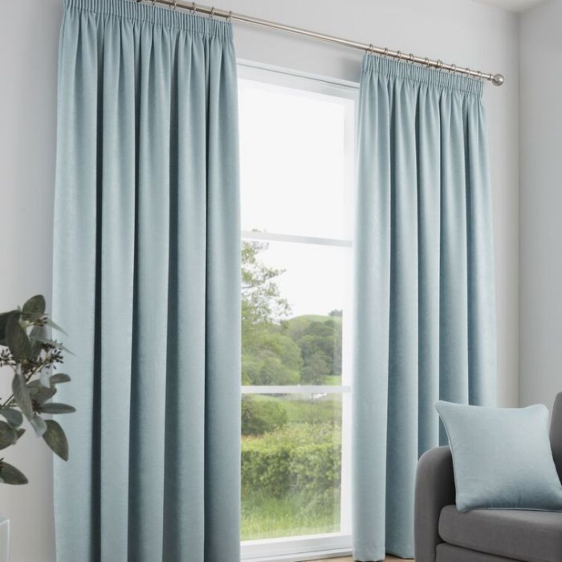 Ebern Designs, Carianna Self Lined Pair Of Eyelet Curtains (DUCK EGG) (163cm W x 183cm D) - RRP £