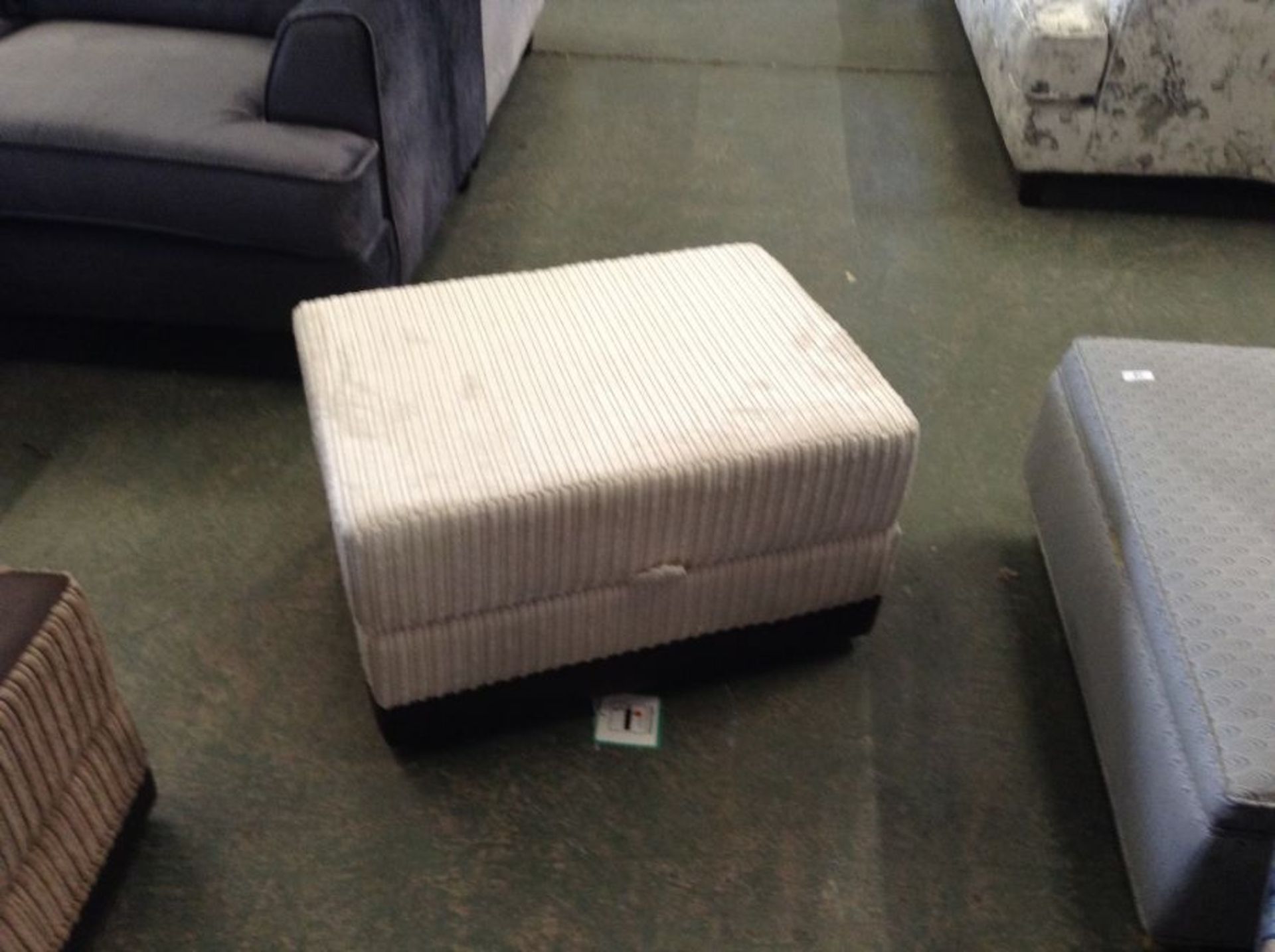 CREAM AND BROWN STORAGE FOOTSTOOL