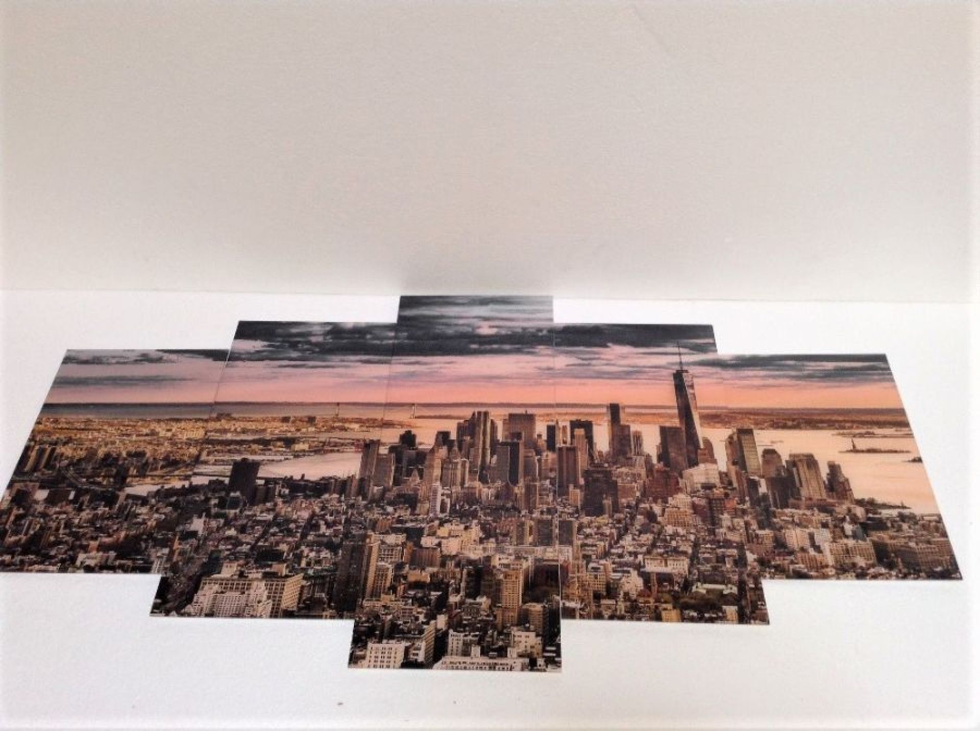 New York City 'Morning Sky' Graphic Art Print Multi-Piece Image on Glass