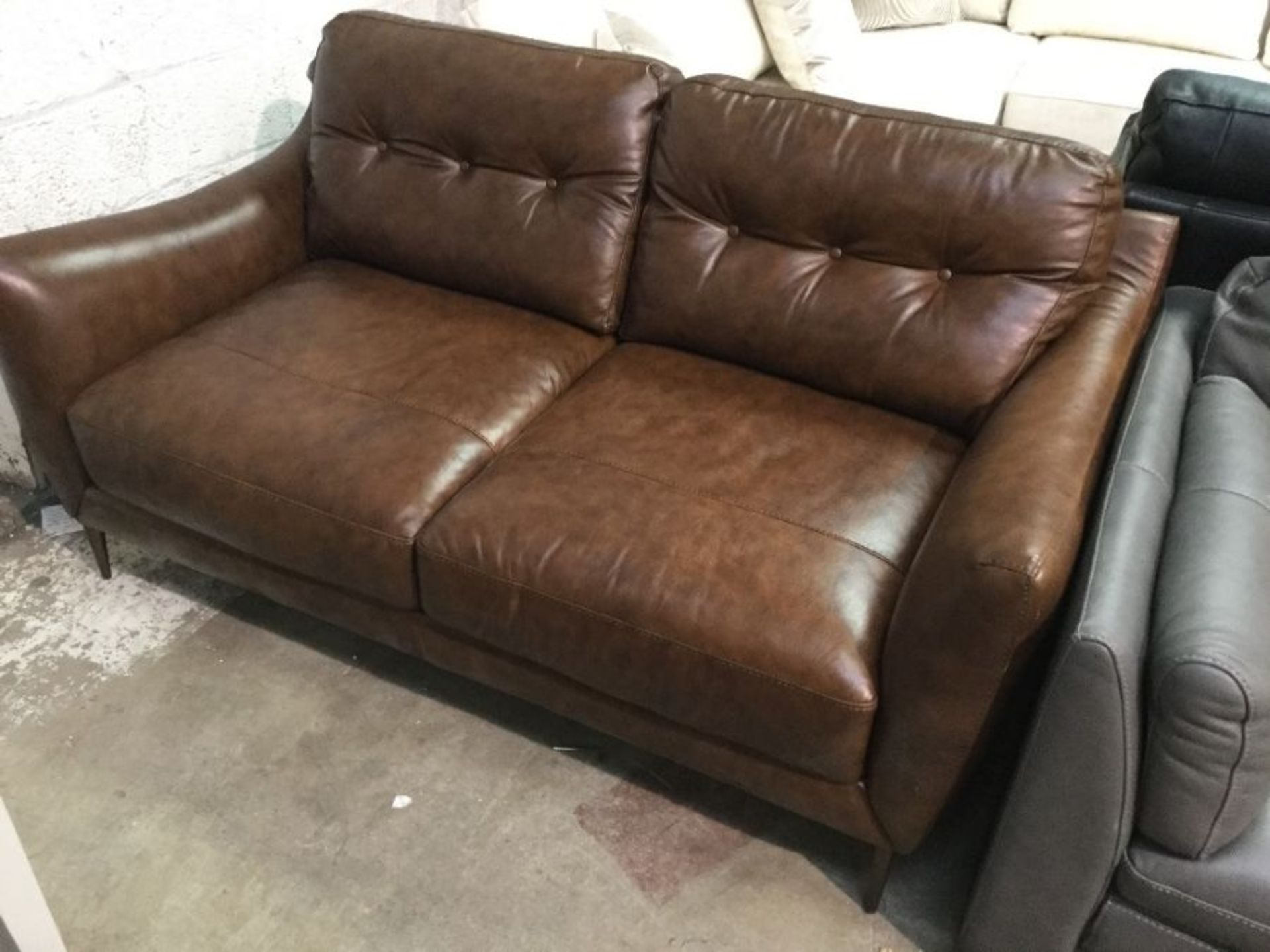 CORDELIA CHESTNUT LEATHER 2 SEATER SOFA (SCUFFED) (S1-6)