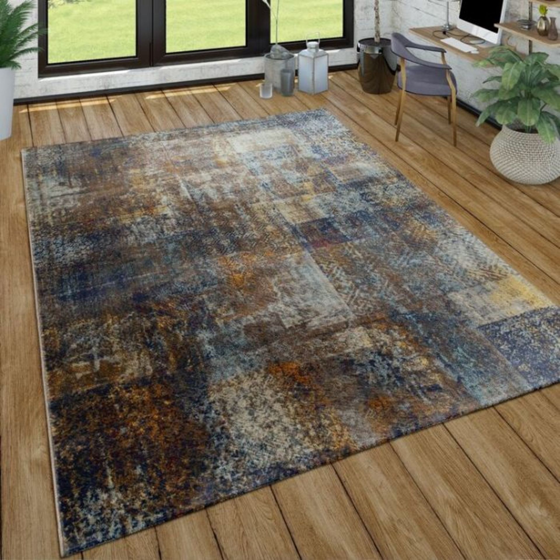 Borough Wharf,Salmon Brown/Blue/Beige Rug RRP -£59.99(26443/10 -PSCH1194)