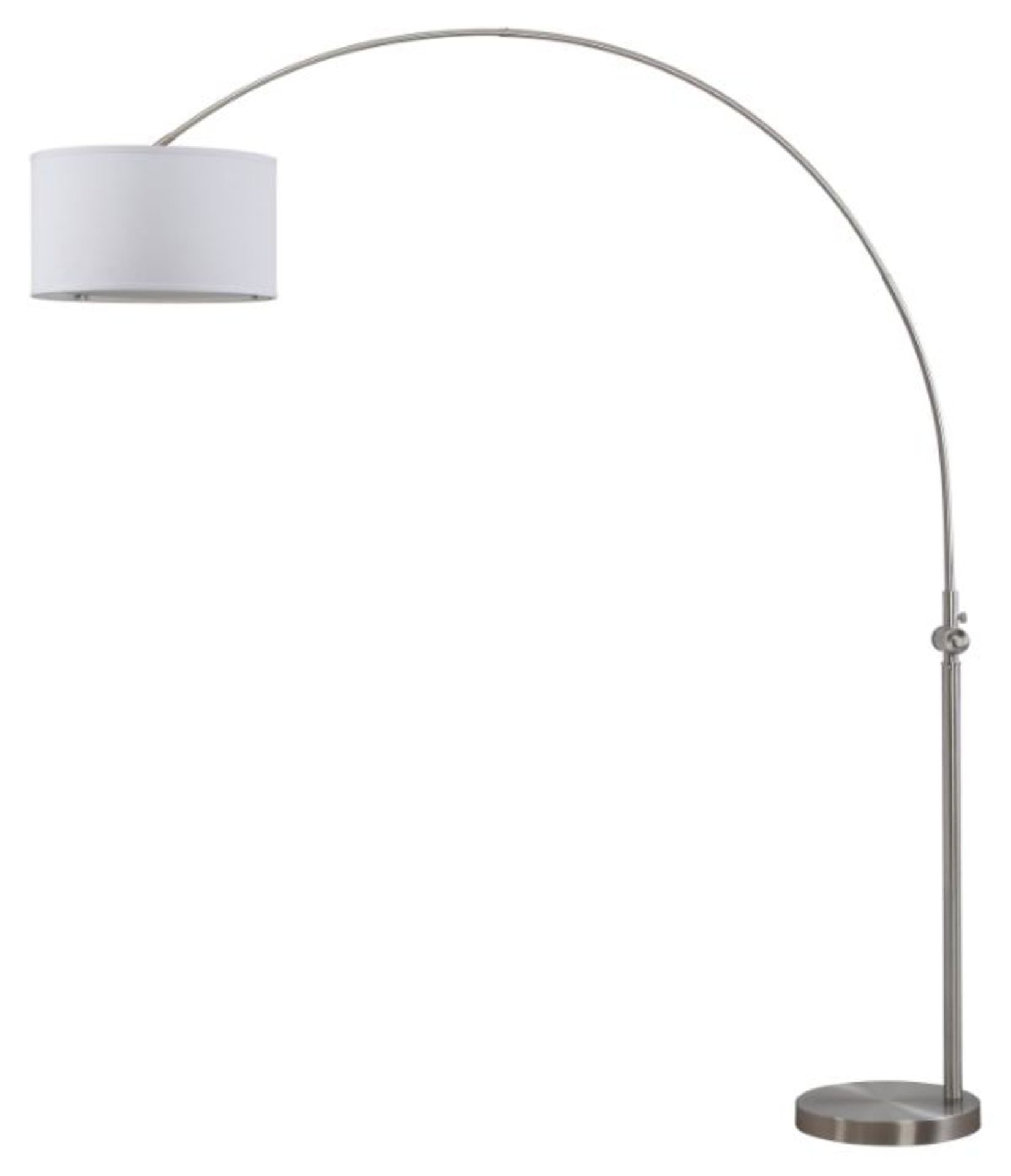 Ebern Designs, Shaftesbury 218cm Arched Floor Lamp (NICKEL BASE & WHITE SHADE) - RRP £254.99 (QQ7762