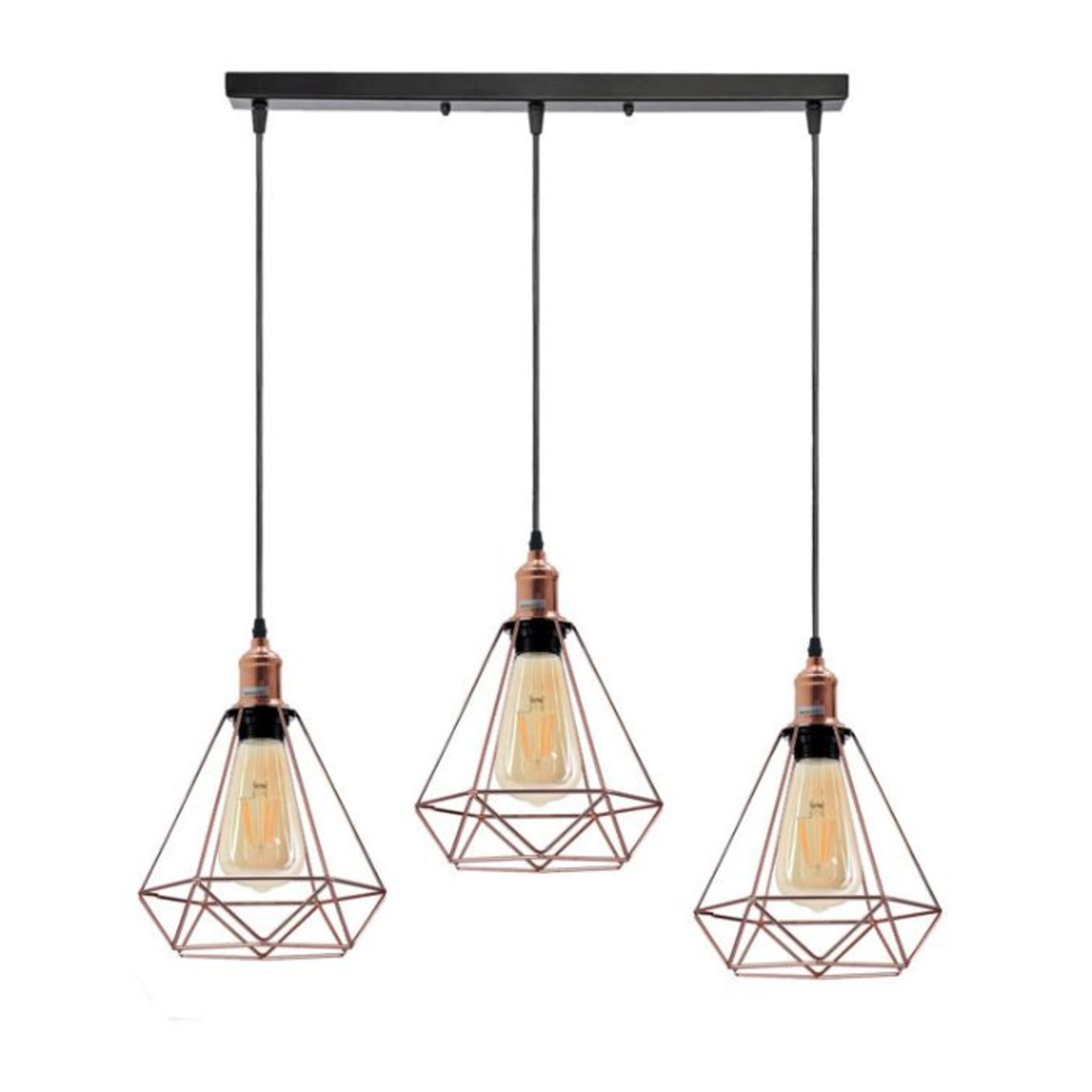 Williston Forge, 3 - Light Kitchen Island Geometric Pendant (BLACK & ROSE GOLD) - RRP £56.99 (