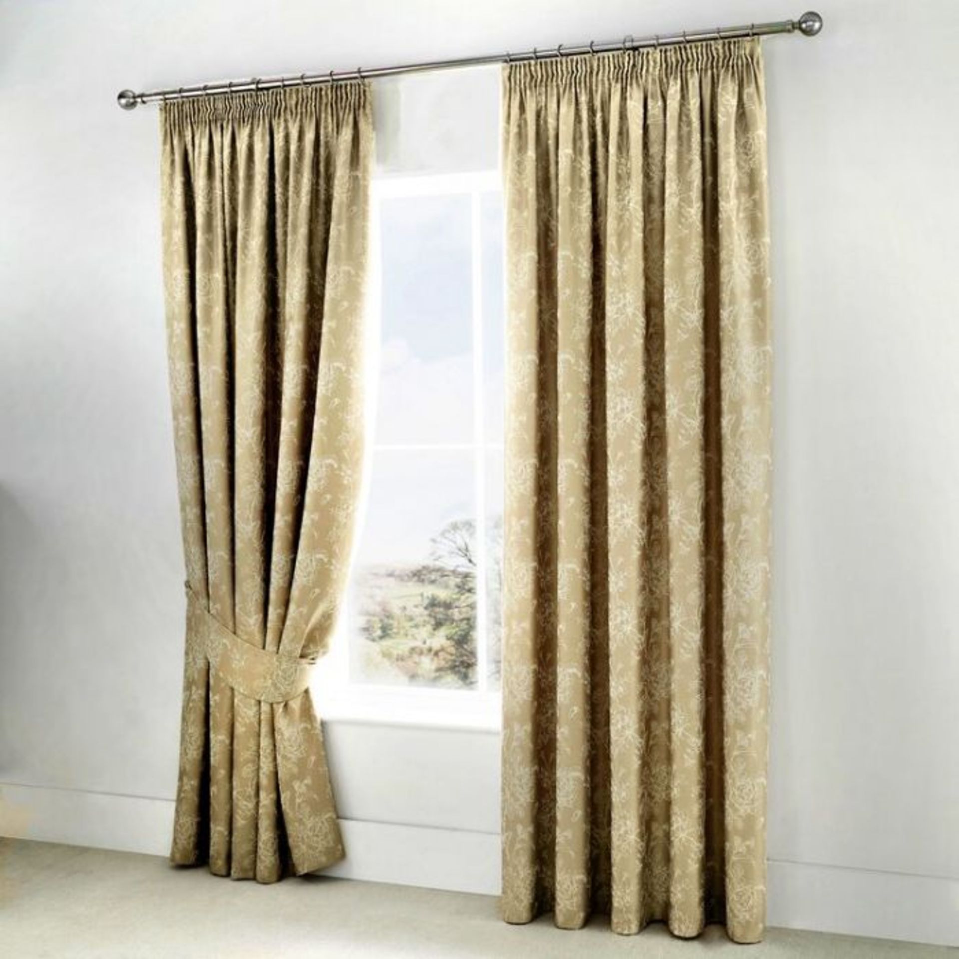 Astoria Grand, Vittoria Pencil Pleat Room Darkening Curtains (CHAMPAGNE) (168cm W x 183cm D) -