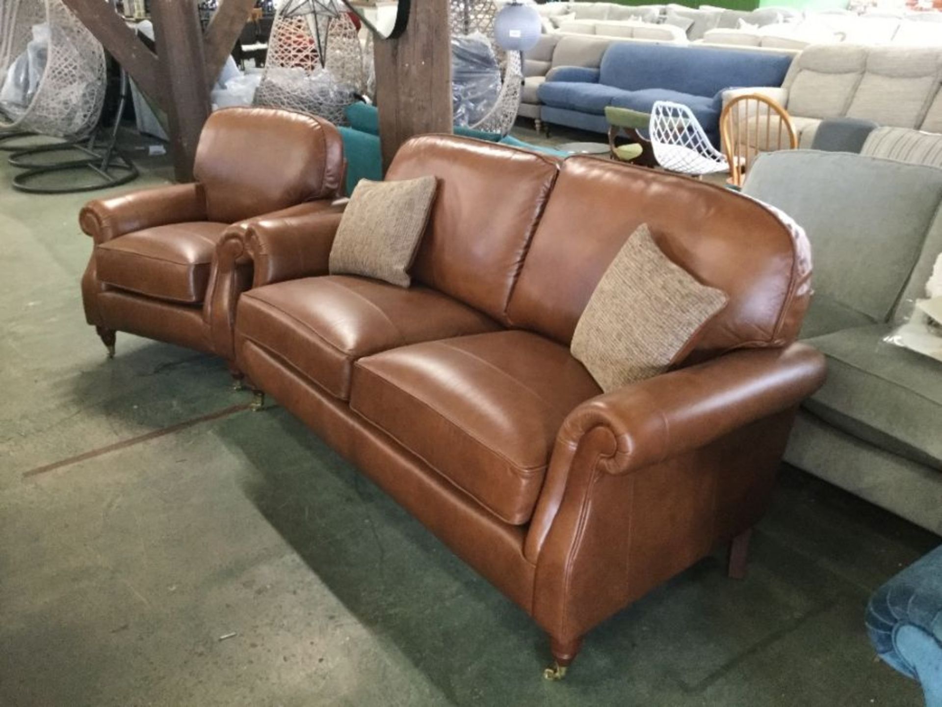 CONKER HIDE 3 SEATER SOFA AND CHAIR (P19-WO1191891