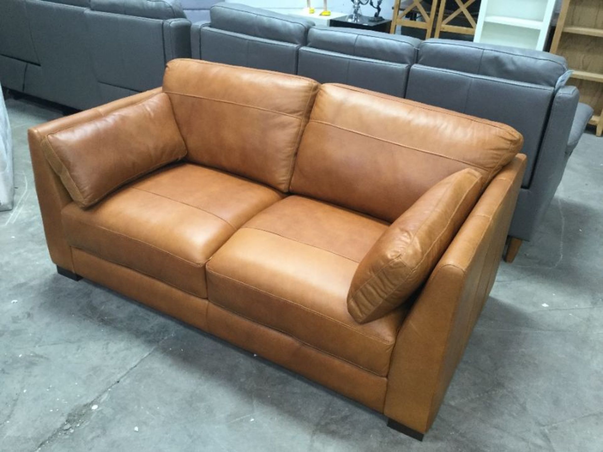 CARTER TAN LEATHER 2 SEATER SOFA (S1-4)