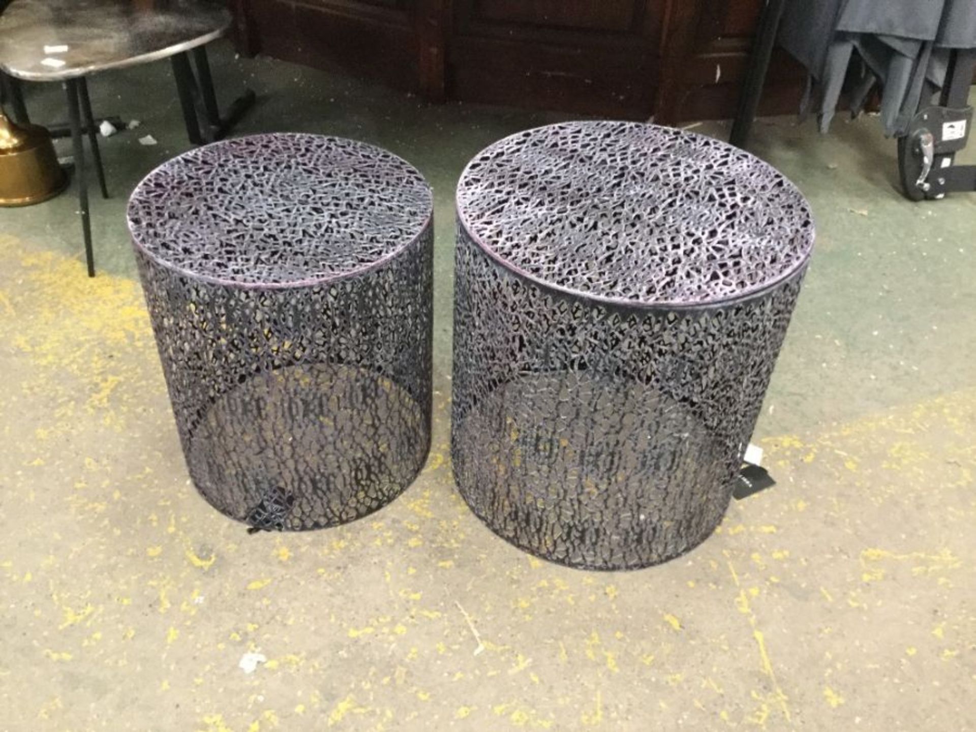 Caprio Set Of Two Nesting Side Tables with Antique Grey Finish RRP -£324.875(406 -29 -231154)