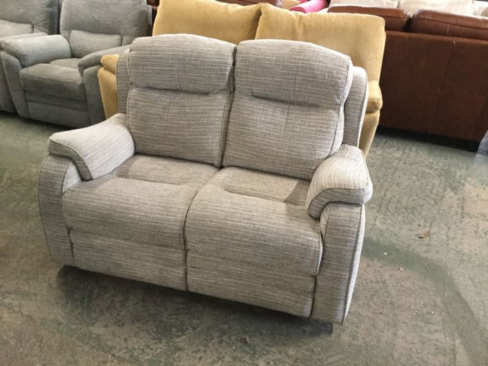 GREY PATTERNED HIGH BACK 2 SEATER SOFA (P11 - WO10