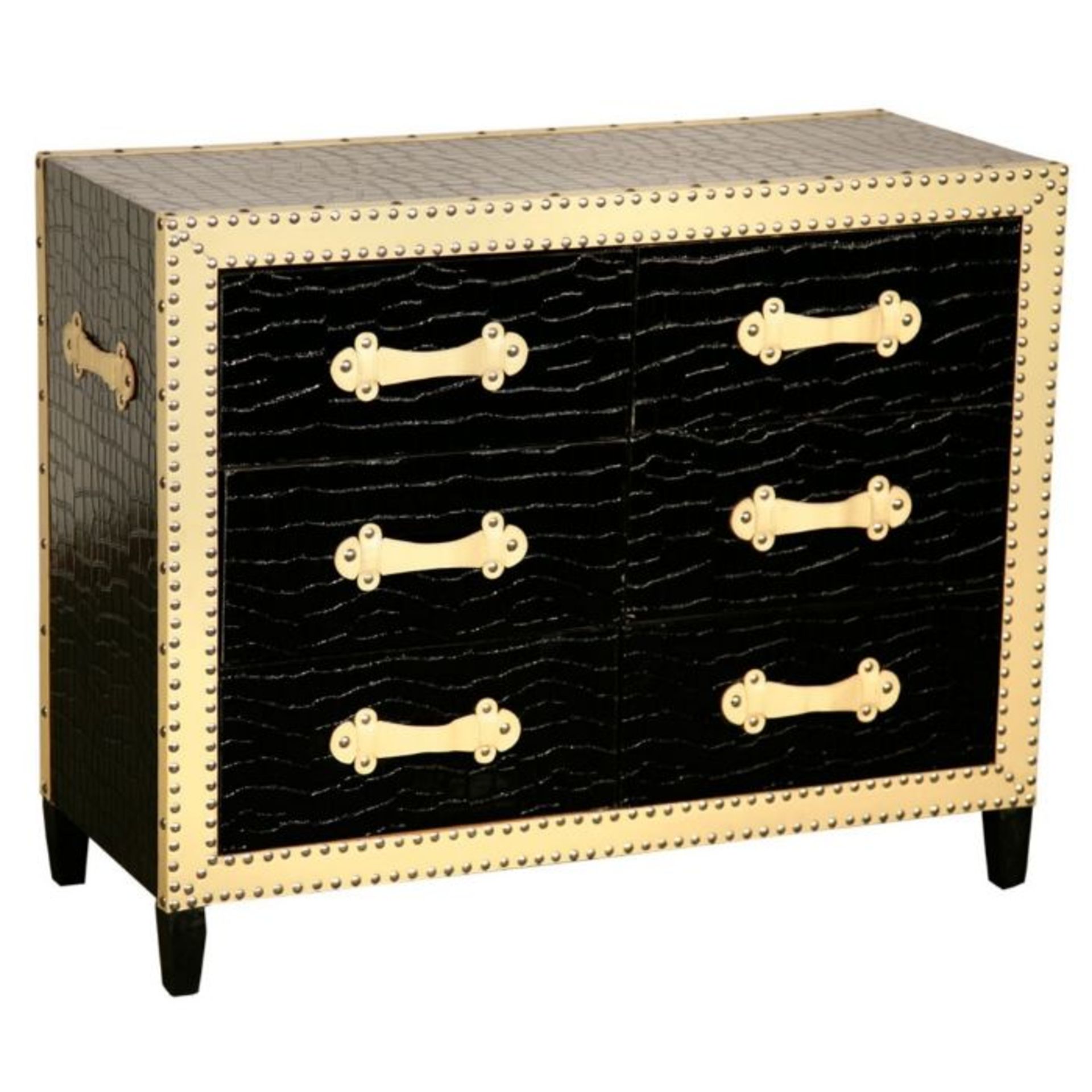 BLACK AND CREAM 6 DRAR CHEST (BOXED, NOT CHECKED)(