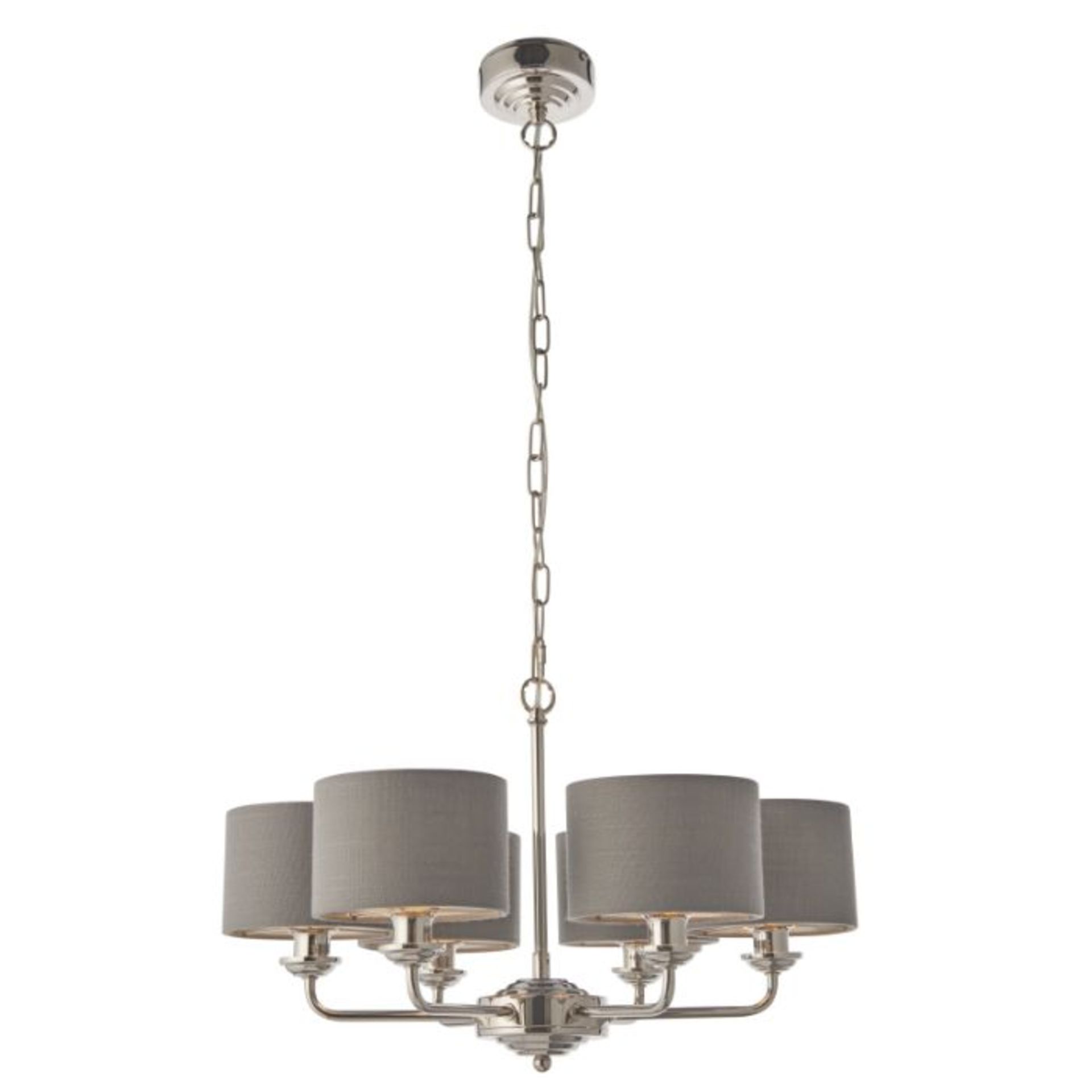 Three Posts, Abbigail 6-Light Shaded Chandelier (BRIGHT NICKEL & CHARCOAL) - RRP £141.99 (UEL11133 -