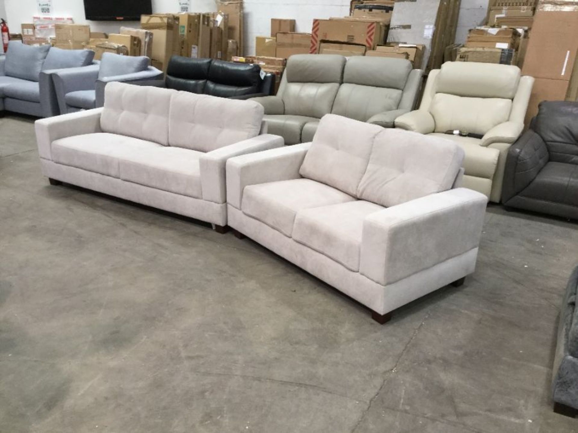 BEIGE 3 SEATER SOFA AND 2 SEATER SOFA