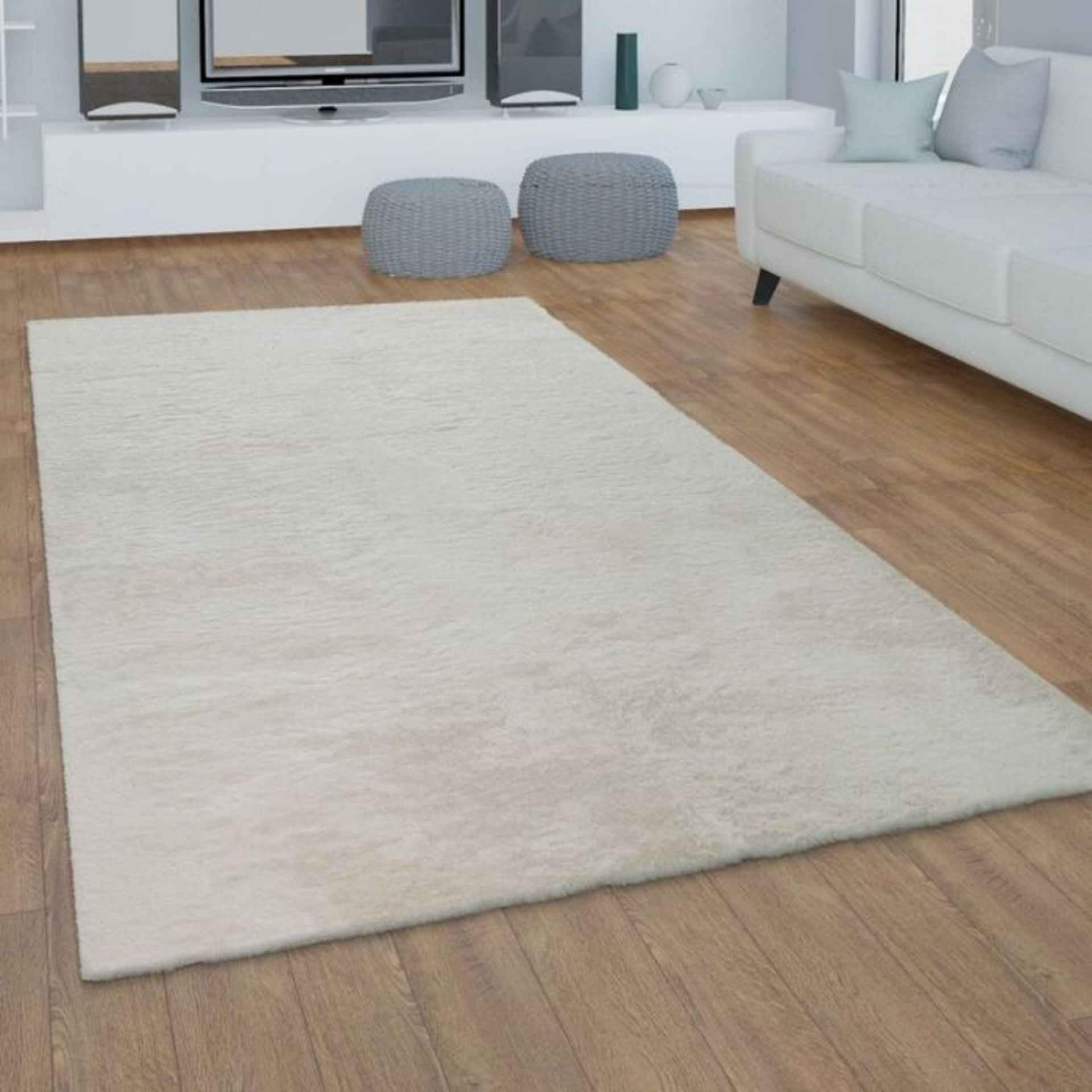 17 Stories,Anarsija Shaggy Cream Rug (U002176059) RRP -£184.99 (27333/24 -PSCH1866)