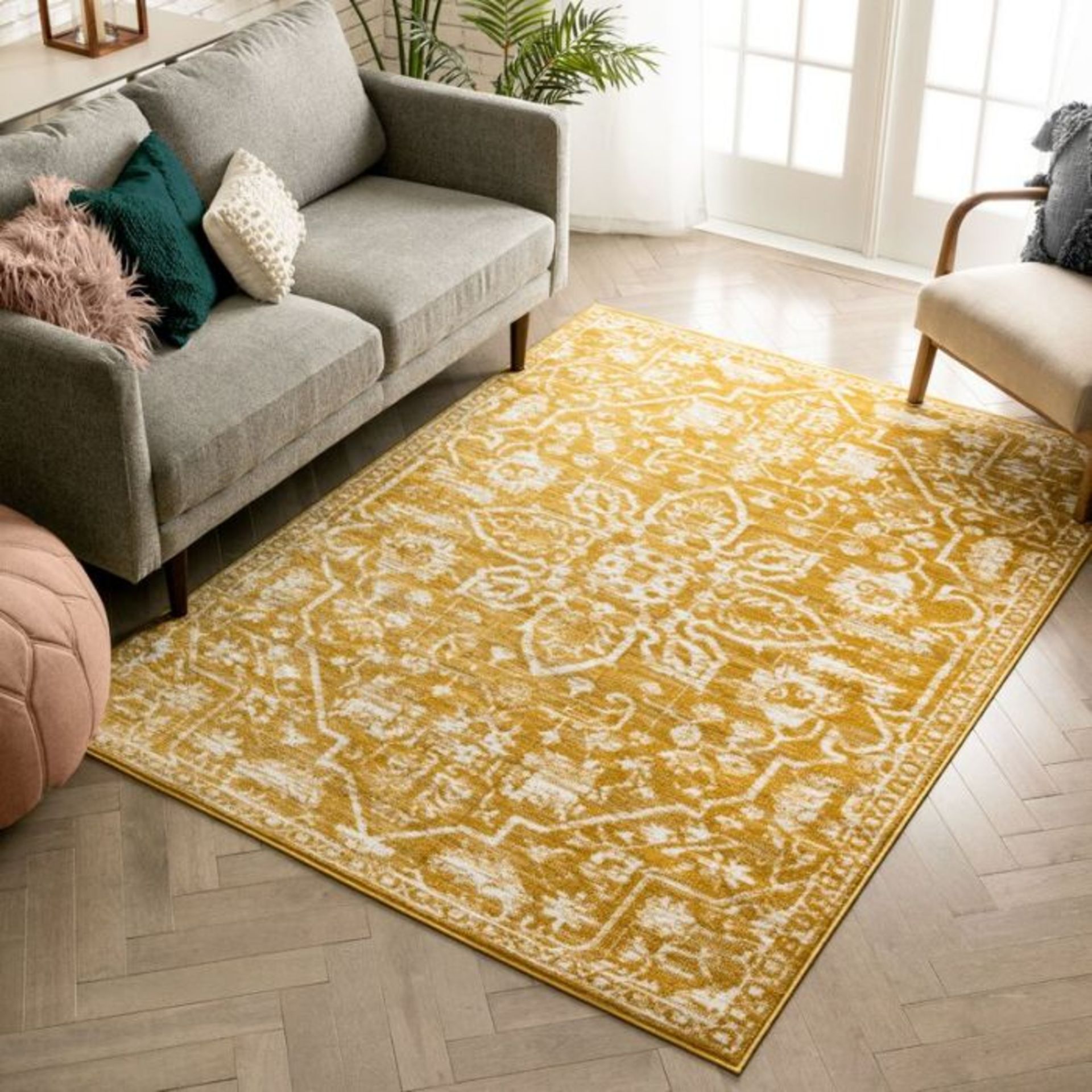 Well Woven,Dazzle Power Loom Gold/White Rug RRP -£24.99 (27333/2 -XBRB1122)(160cm x 220cm)