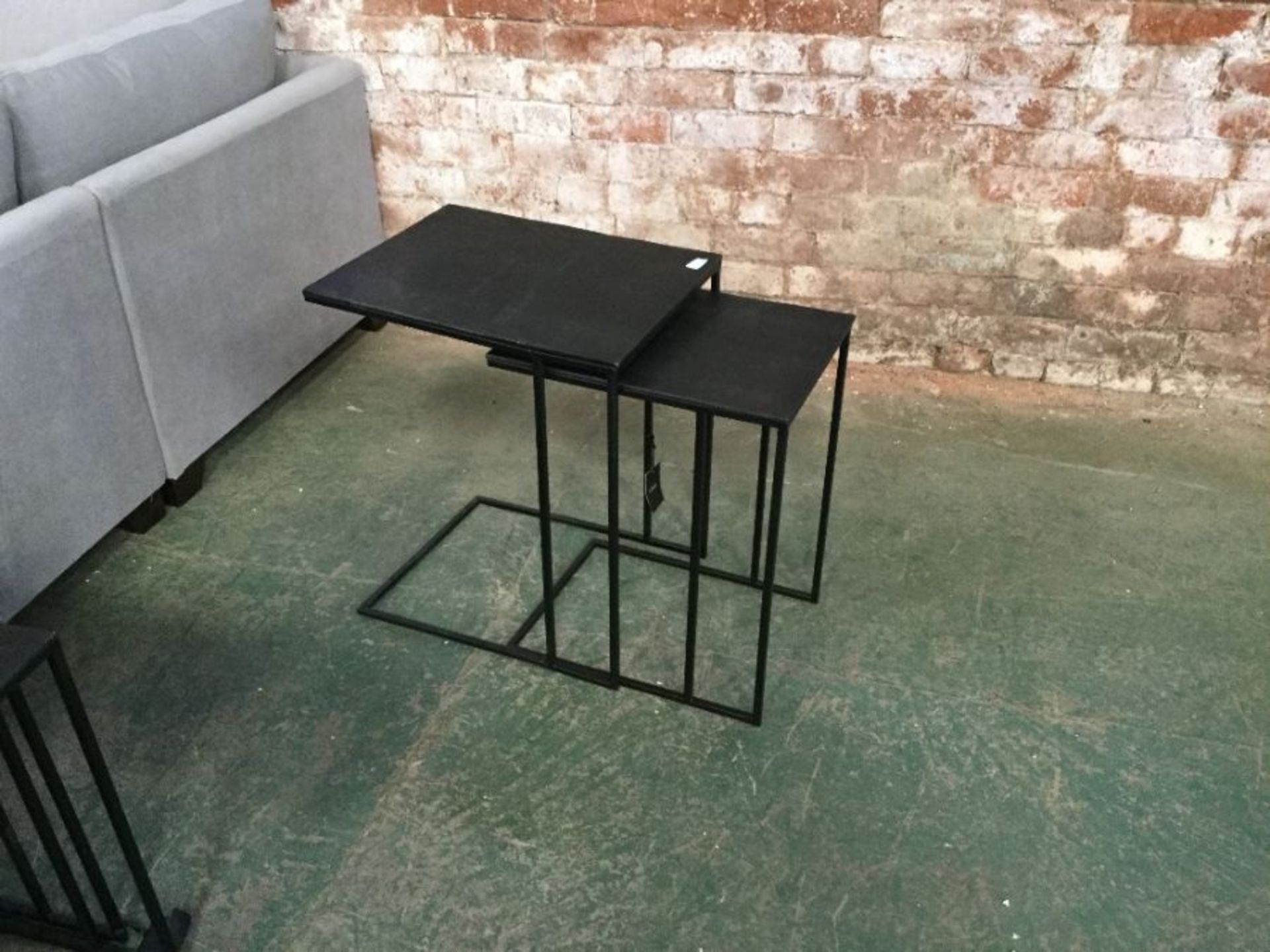 Luna Graphite Textured Aluminium set of 2 side tables RRP -£349.875(QC8 -185 -704188)(PAINT DEFECT)